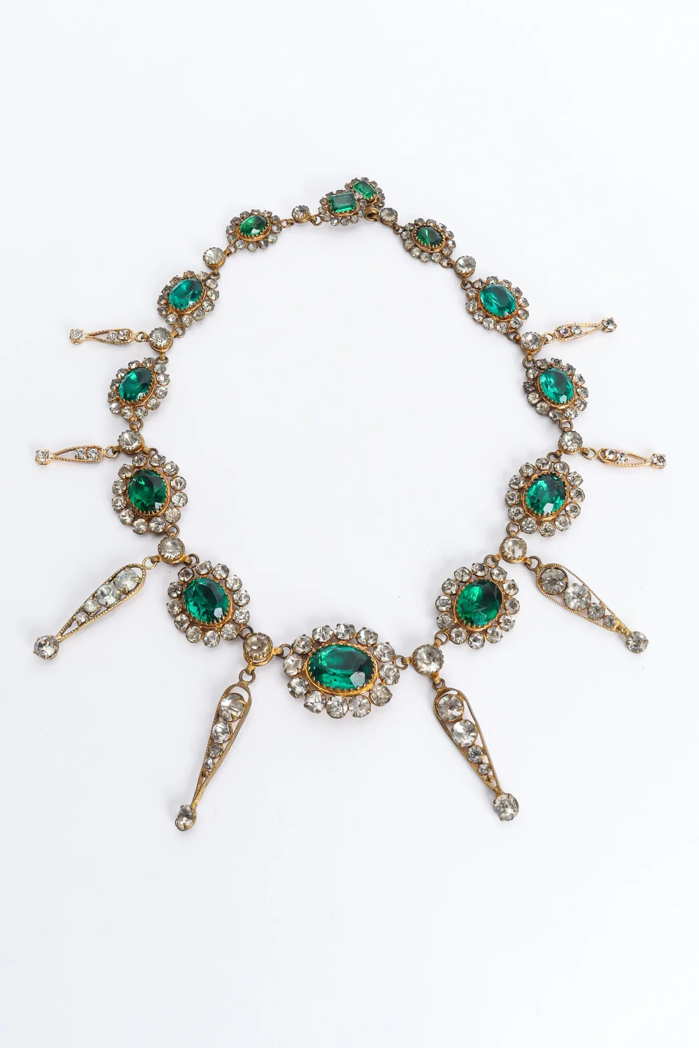 Emerald Rhinestone Drop Necklace