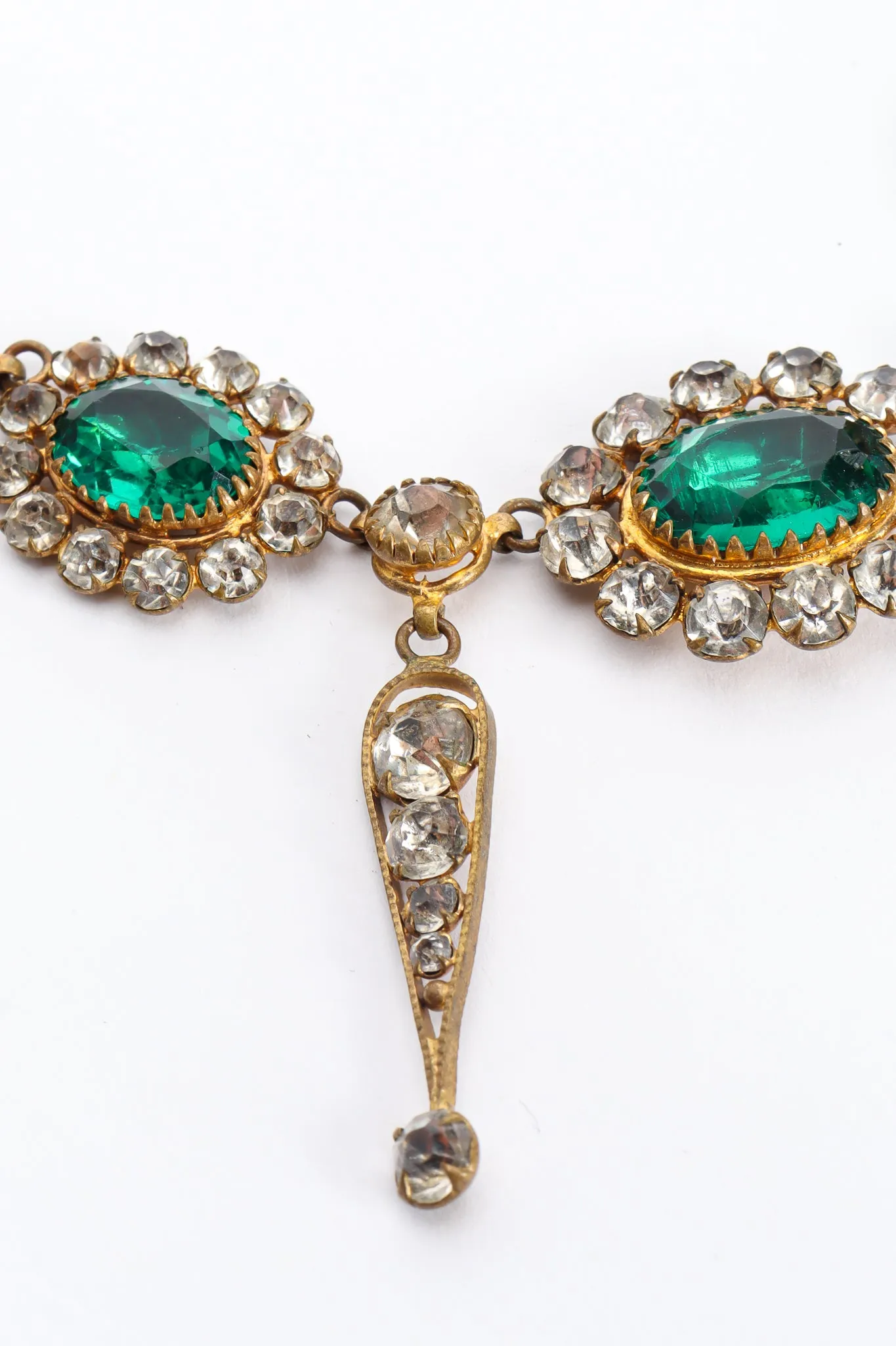Emerald Rhinestone Drop Necklace