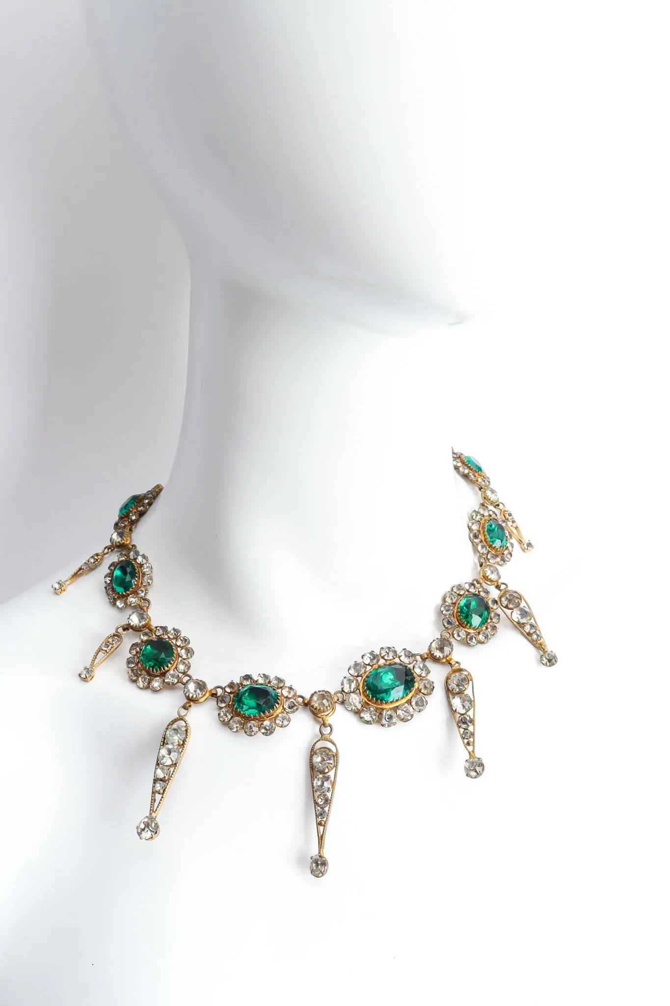 Emerald Rhinestone Drop Necklace