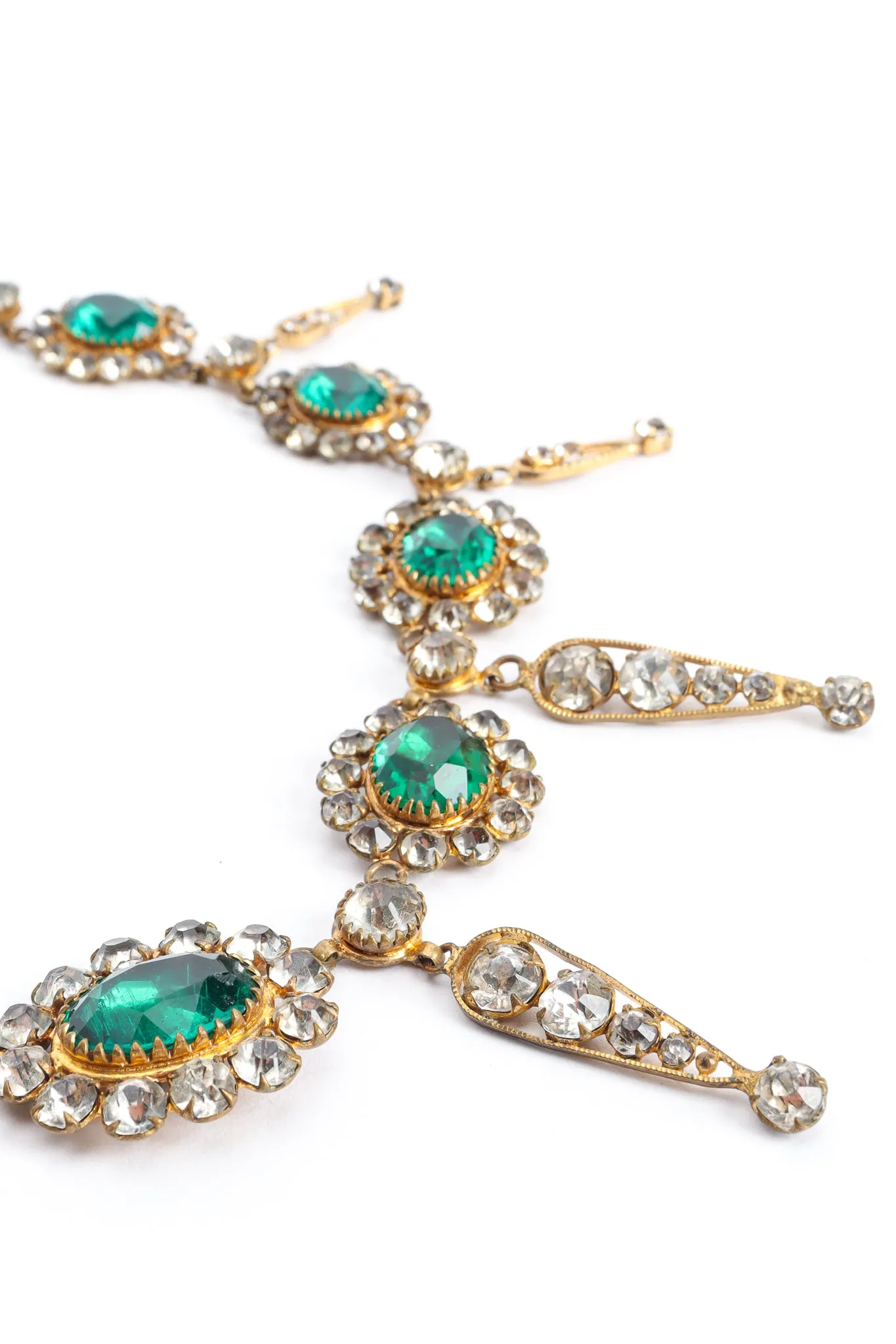 Emerald Rhinestone Drop Necklace
