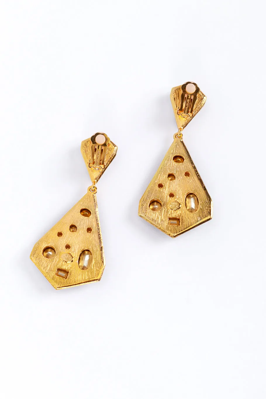 Enamel & Rhinestone Geo Drop Earrings