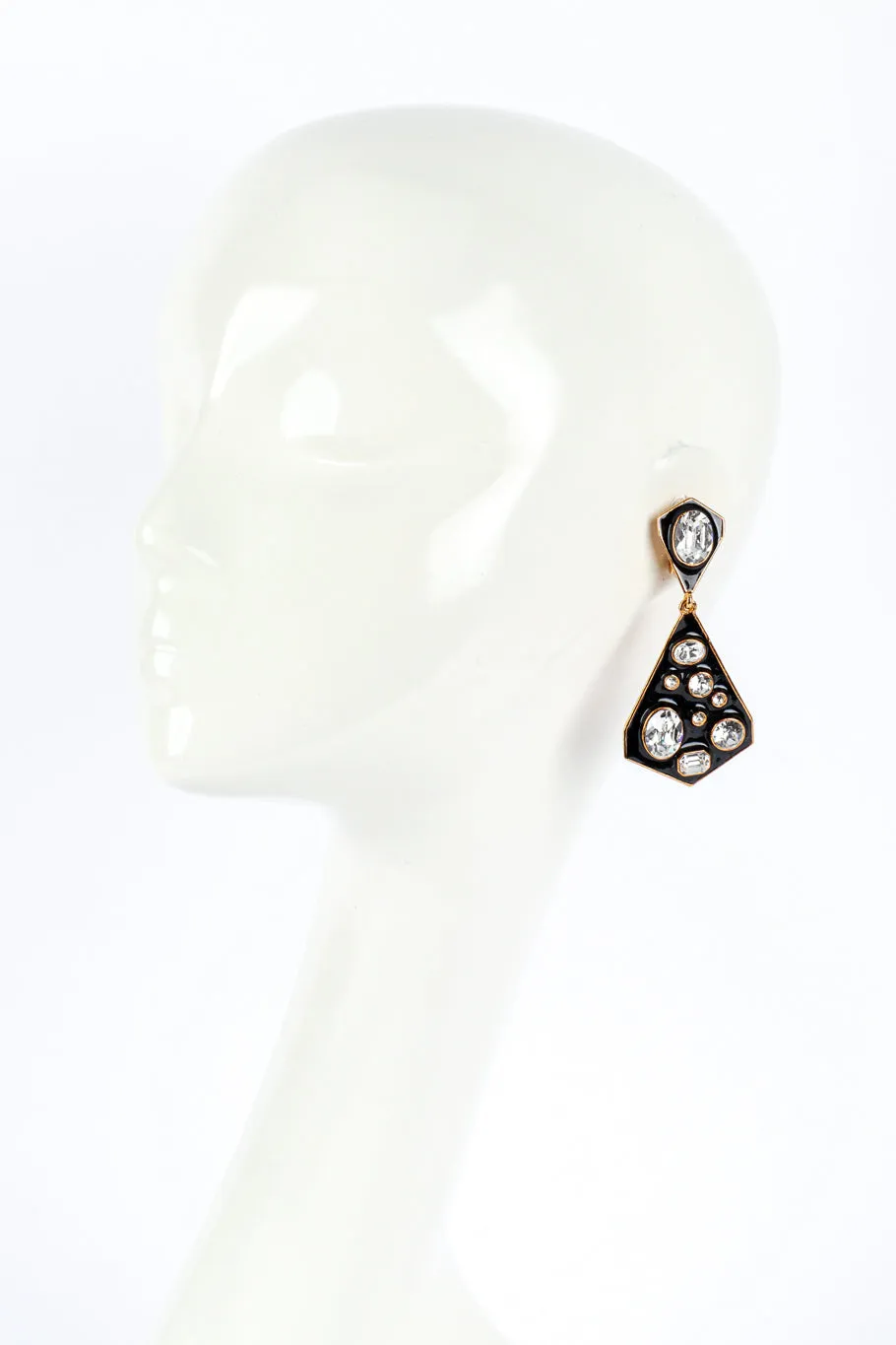 Enamel & Rhinestone Geo Drop Earrings