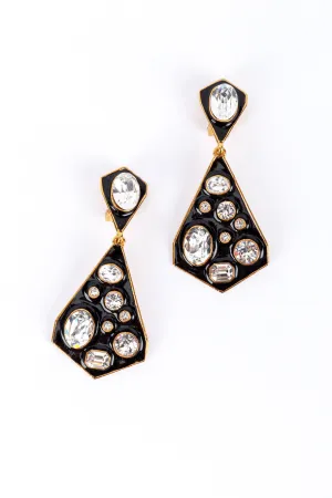 Enamel & Rhinestone Geo Drop Earrings