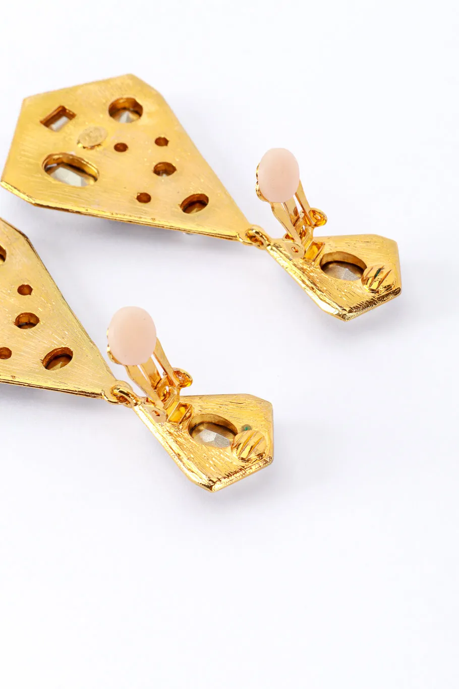 Enamel & Rhinestone Geo Drop Earrings