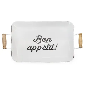 Enamelware Bon Appetit Tray (White, Case of 10)
