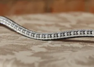 Equiture White and silver pearl and clear crystal browband