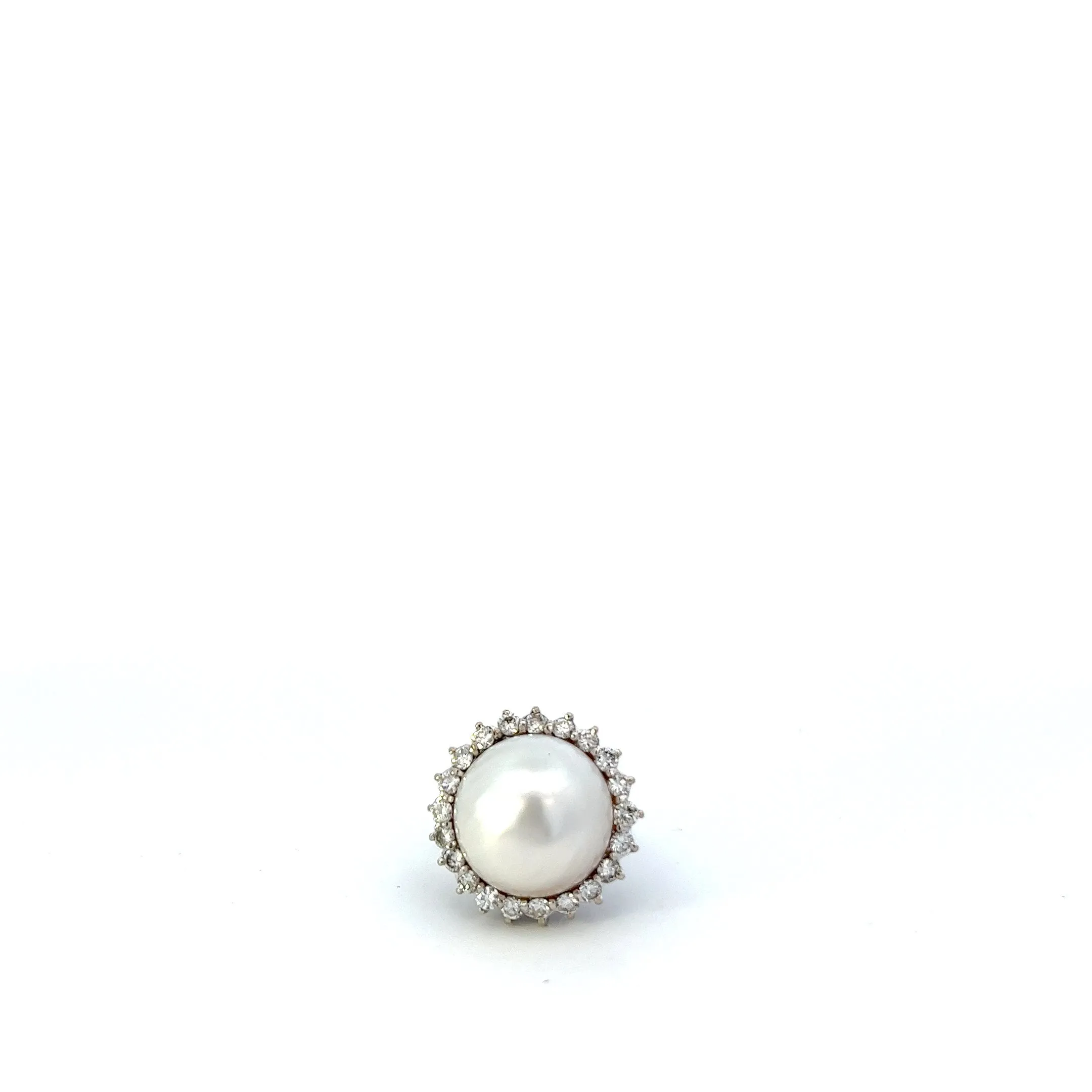 Estate 14KT White Gold Mabe Pearl And Diamond Ring