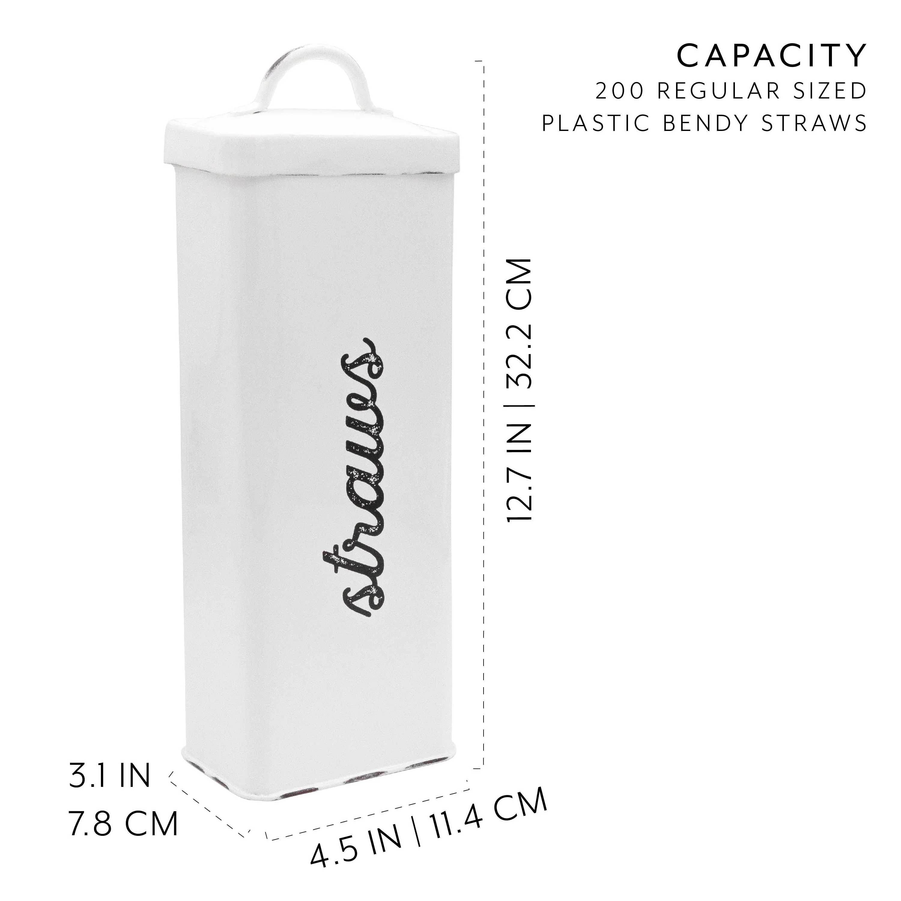Farmhouse Enamelware Straw Holder (White, Case of 18)