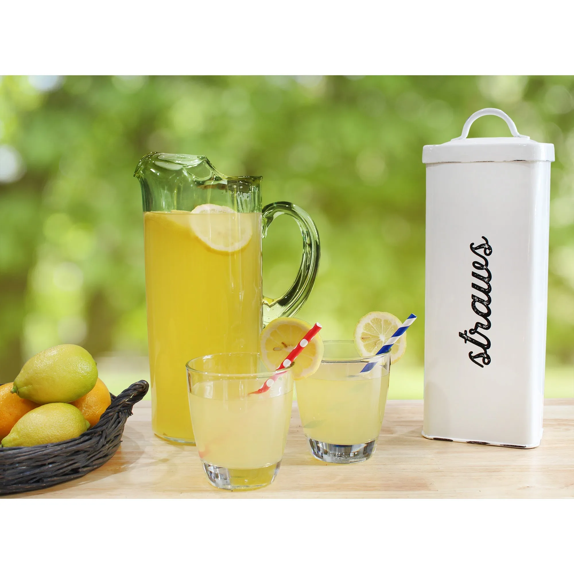 Farmhouse Enamelware Straw Holder (White, Case of 18)
