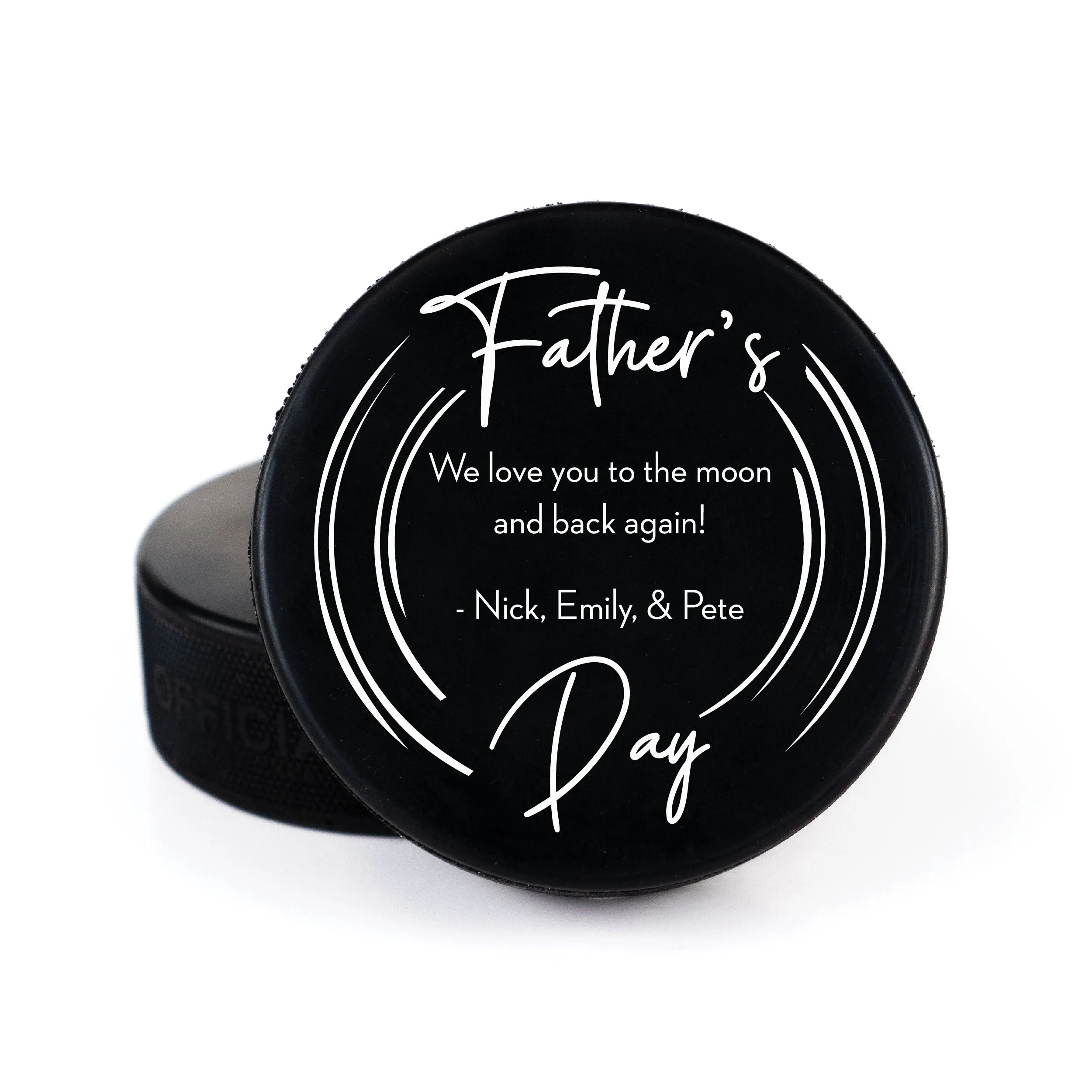 Father's Day Geometric Message, Printed Hockey Puck