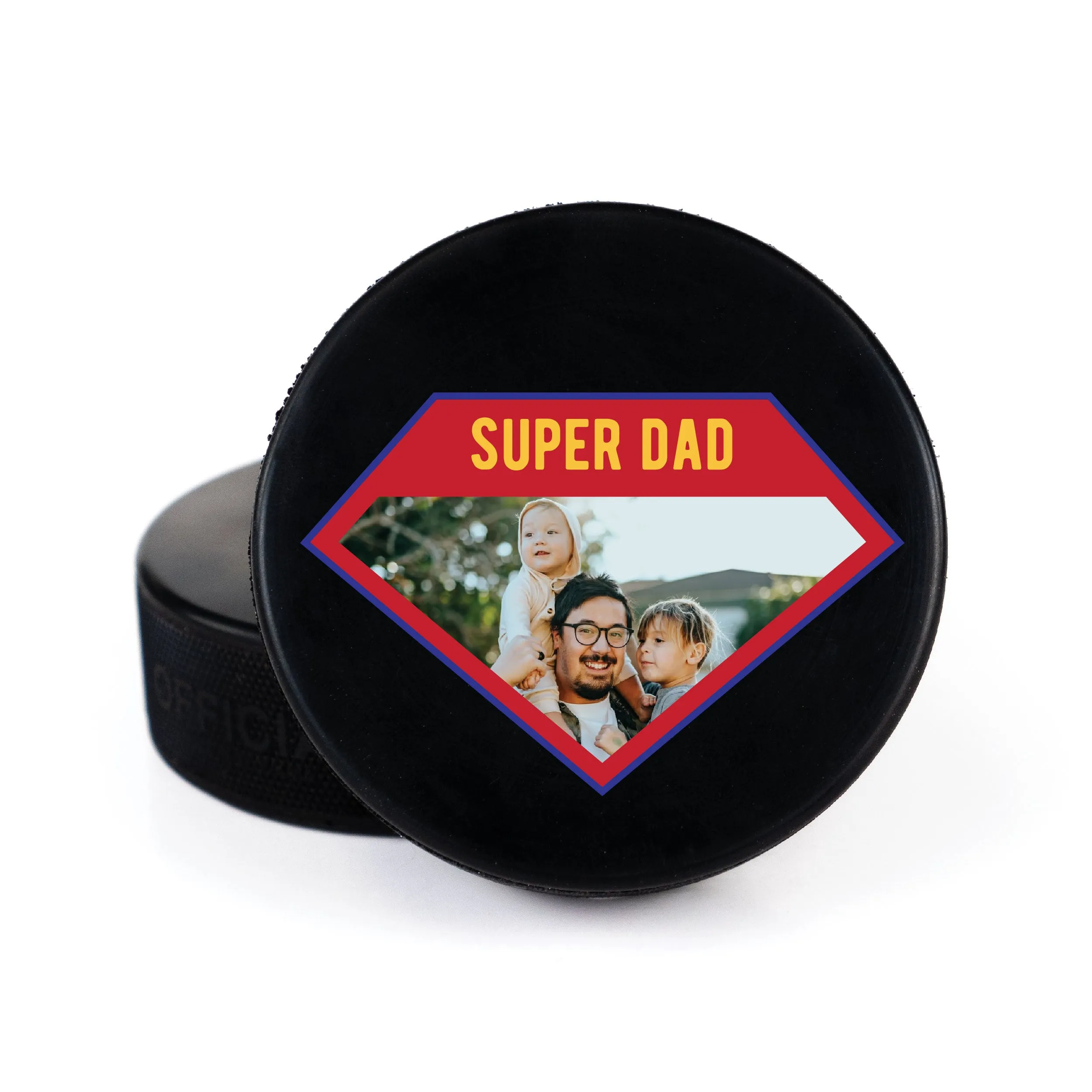 Father's Day Geometric Message, Printed Hockey Puck