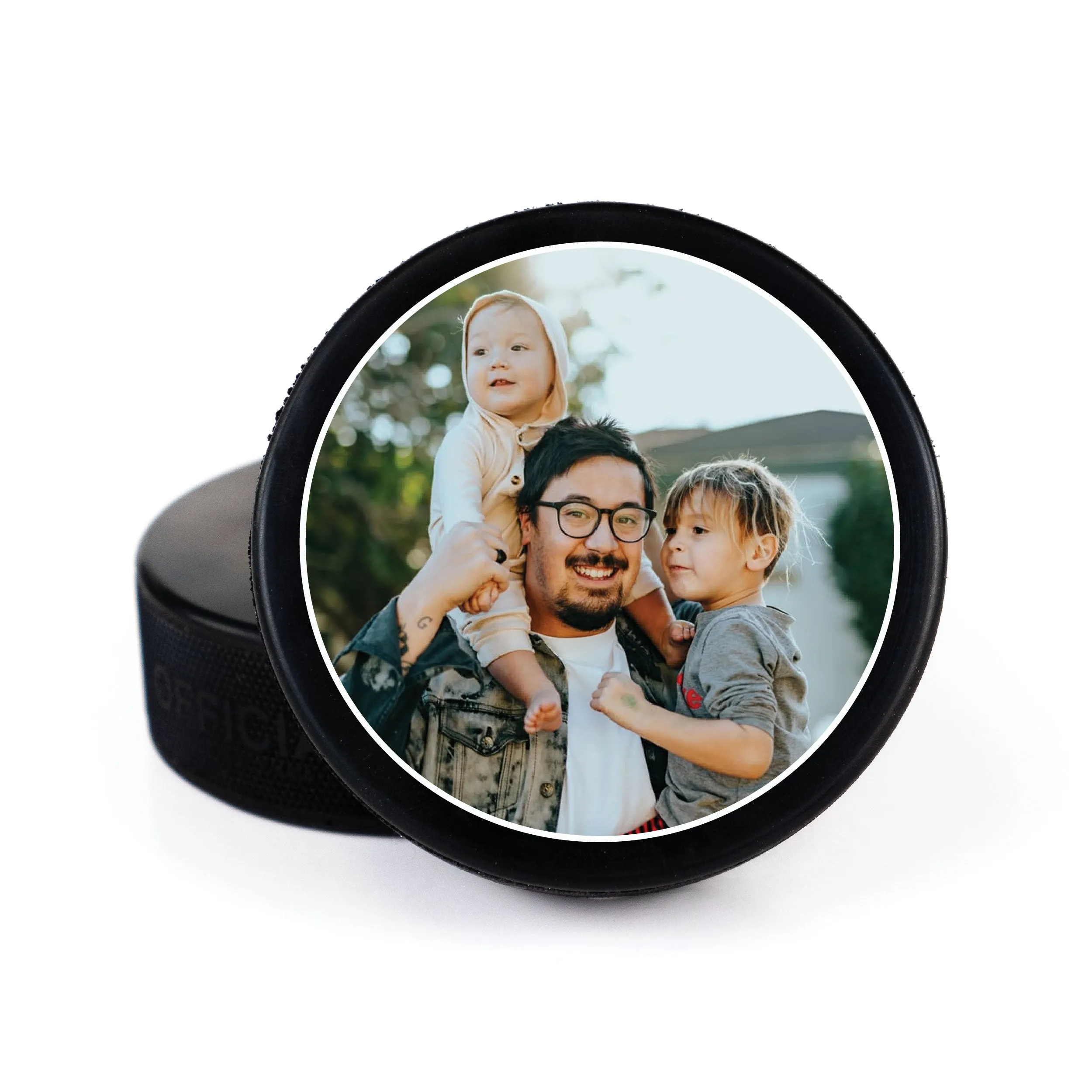 Father's Day Geometric Message, Printed Hockey Puck