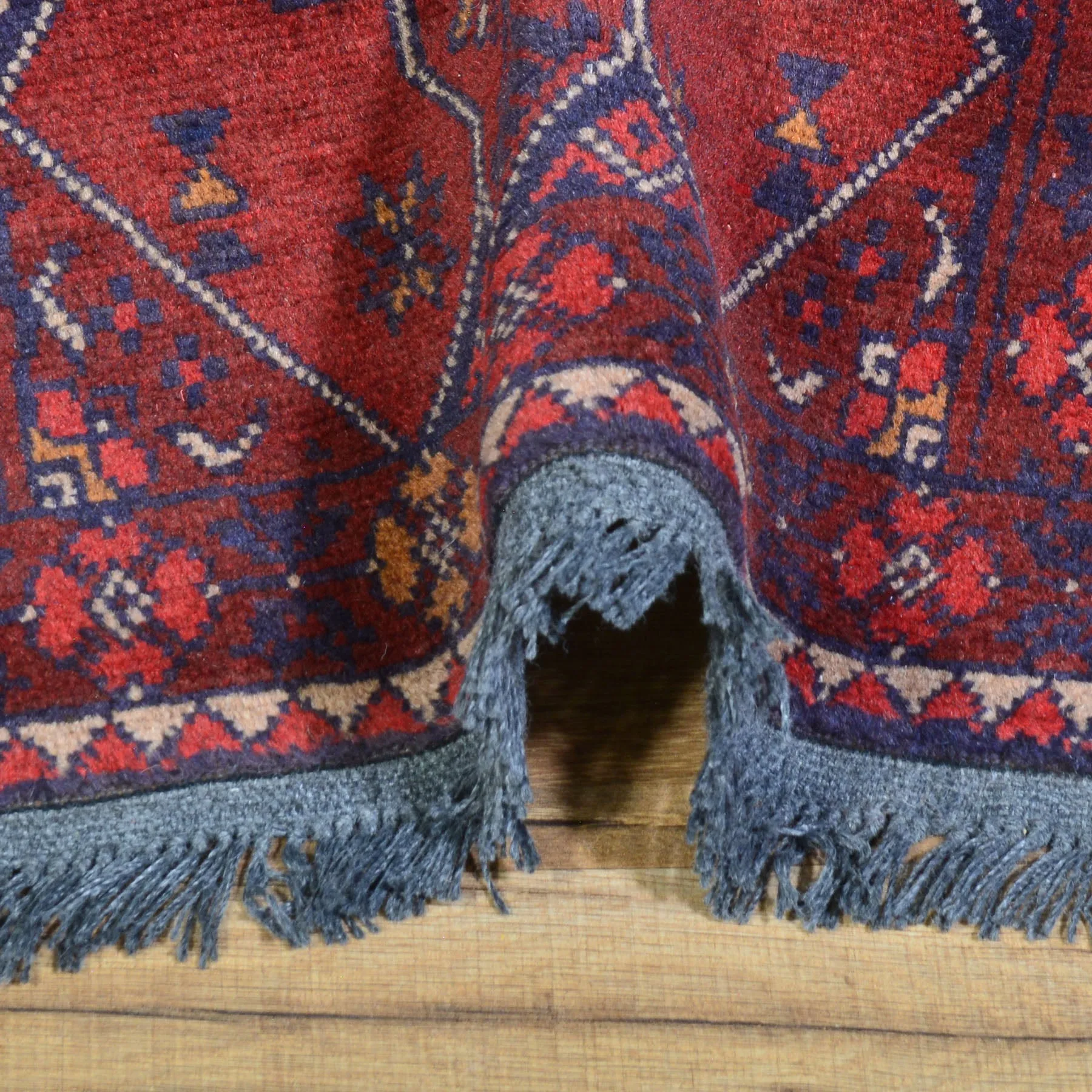 Fine Hand-Knotted Afghan Tribal Design Handmade Wool Rug (Size 1.8 X 3.5) Cwral-7959