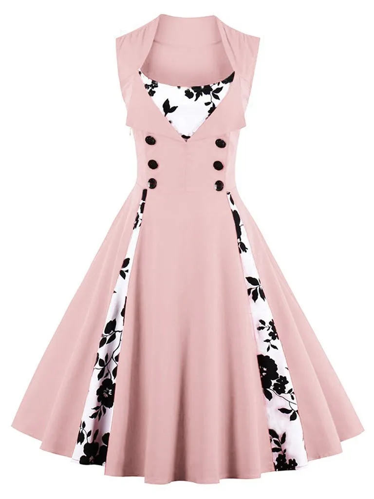 Floral Square Neck Slim Fit Vintage Dress
