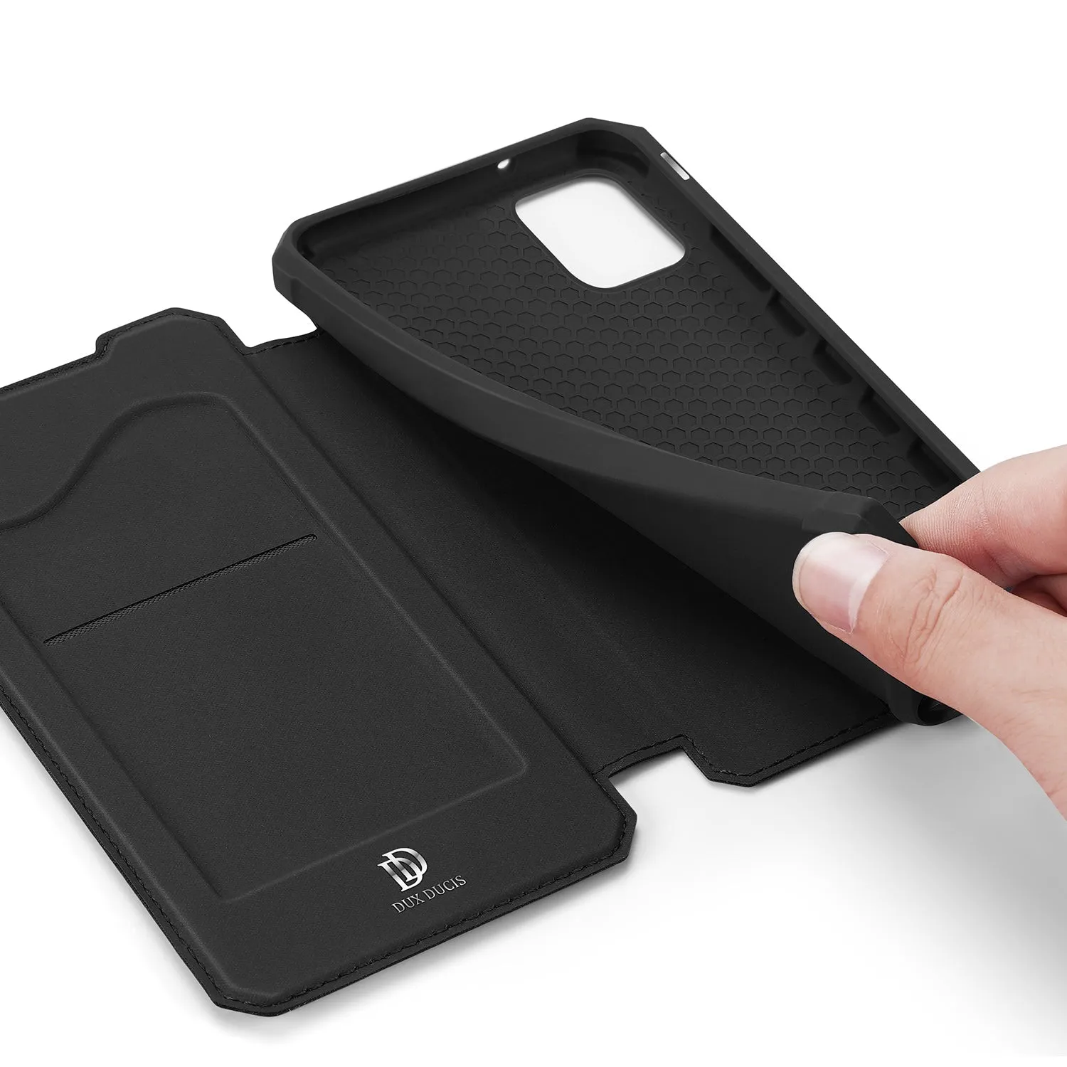 For Samsung NOTE 10 Lite Magnetic Protective Case Bracket with Card Slot Leather Mobile Phone Cover dark green
