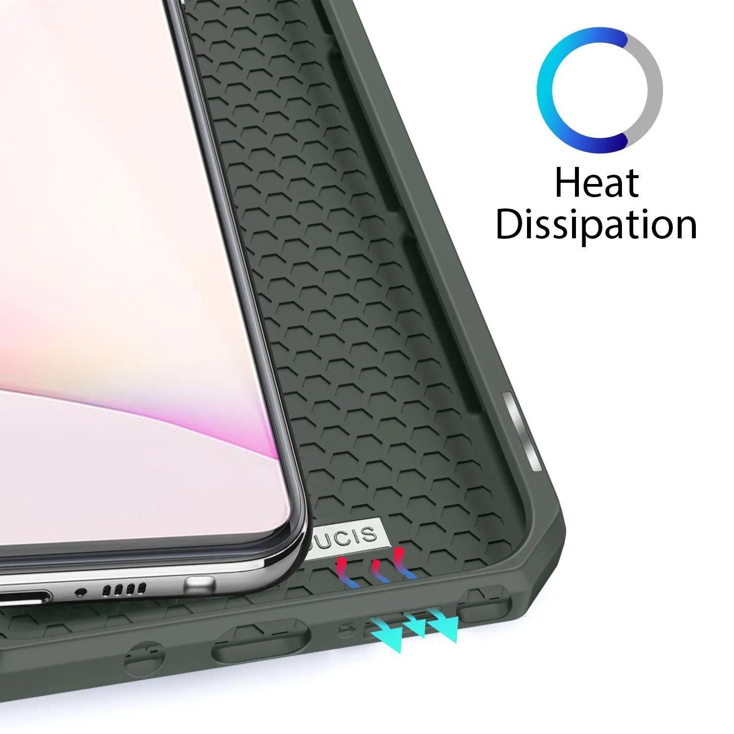 For Samsung NOTE 10 Lite Magnetic Protective Case Bracket with Card Slot Leather Mobile Phone Cover dark green