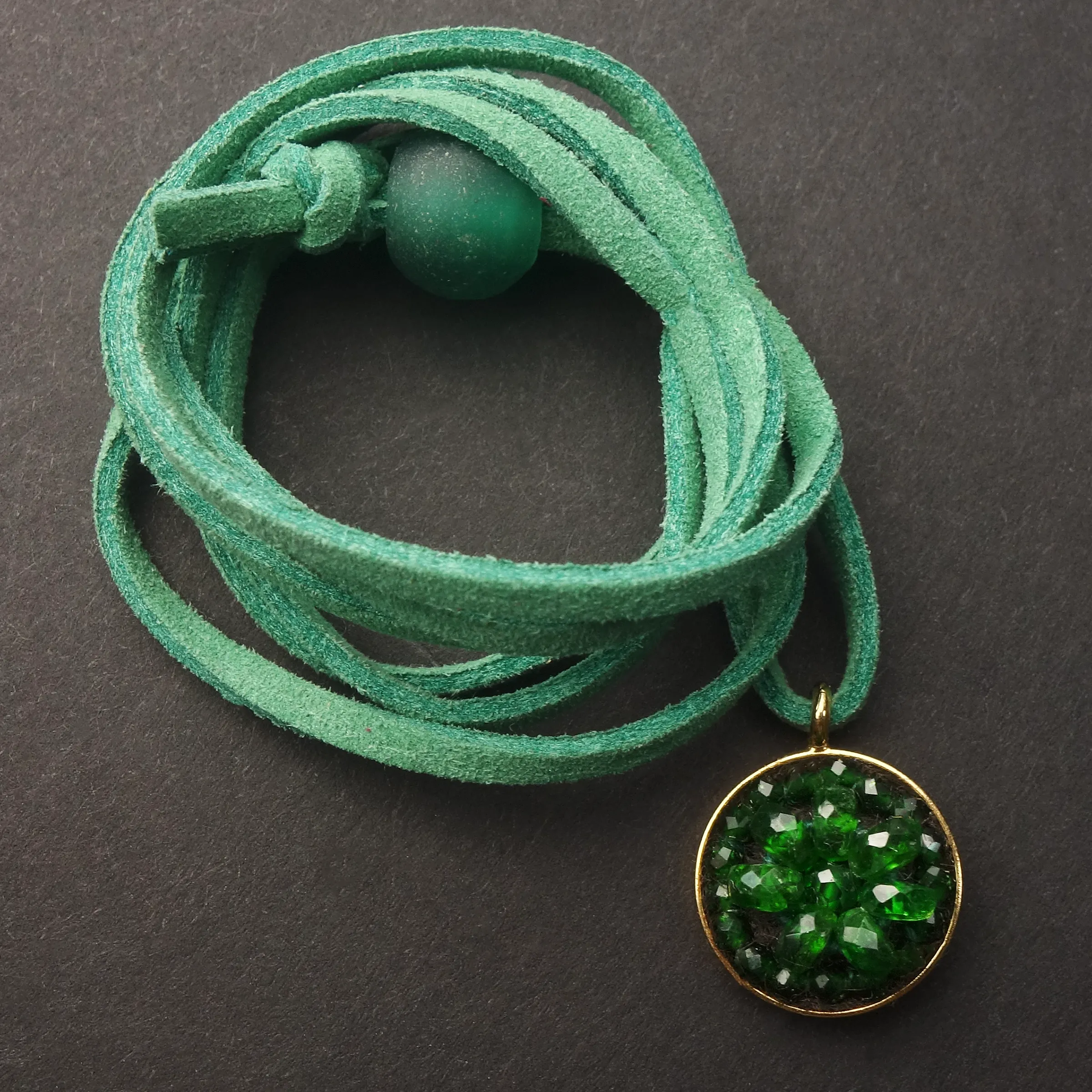 Gemstone mosaic adjustable necklace/wrap bracelet