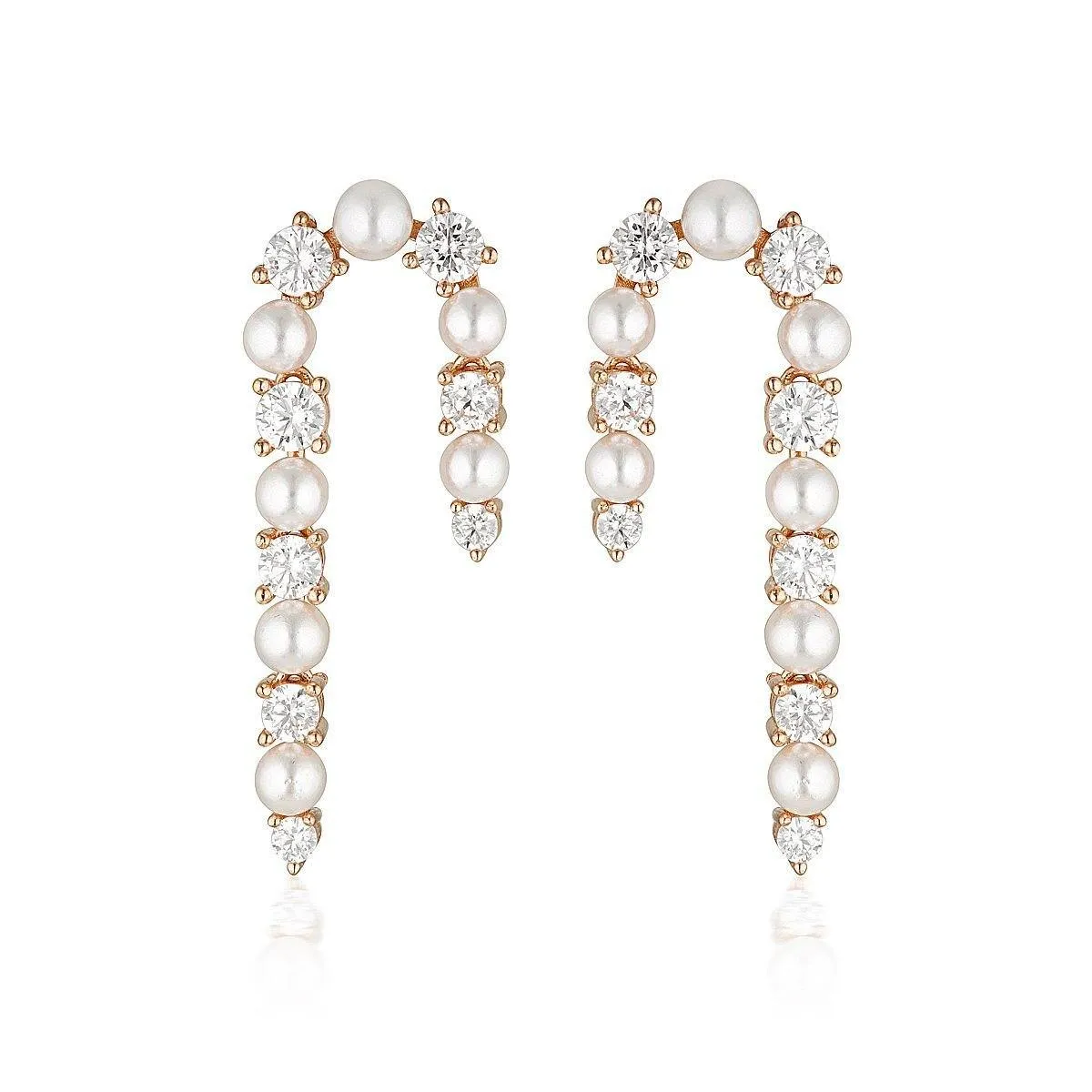 GEORGINI NOEL NIGHTS CANDY CANE PEARL EARRINGS ROSE GOLD