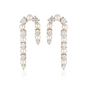 GEORGINI NOEL NIGHTS CANDY CANE PEARL EARRINGS ROSE GOLD