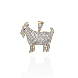 Goat Diamond Iced-Out Pendant (14K)