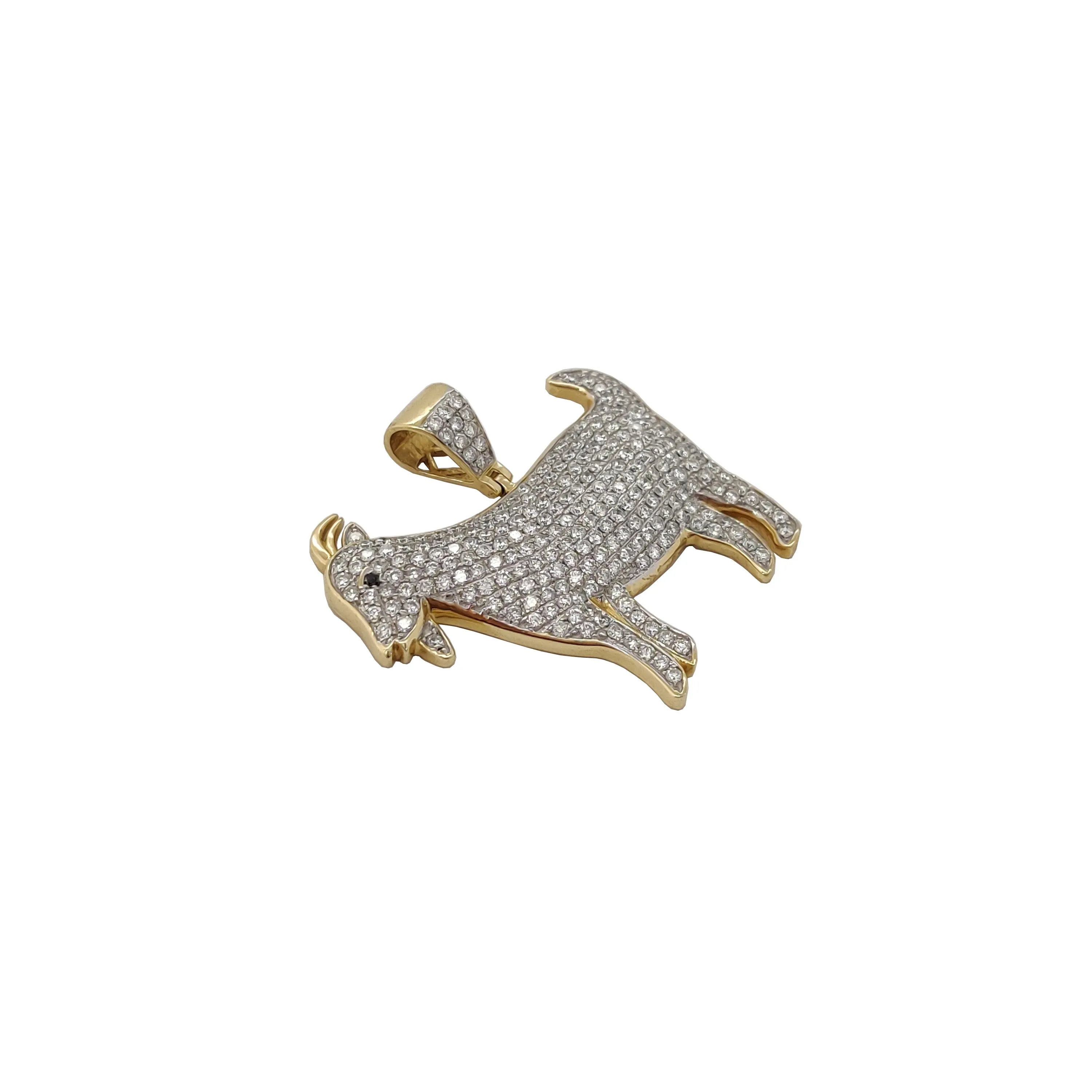Goat Diamond Iced-Out Pendant (14K)