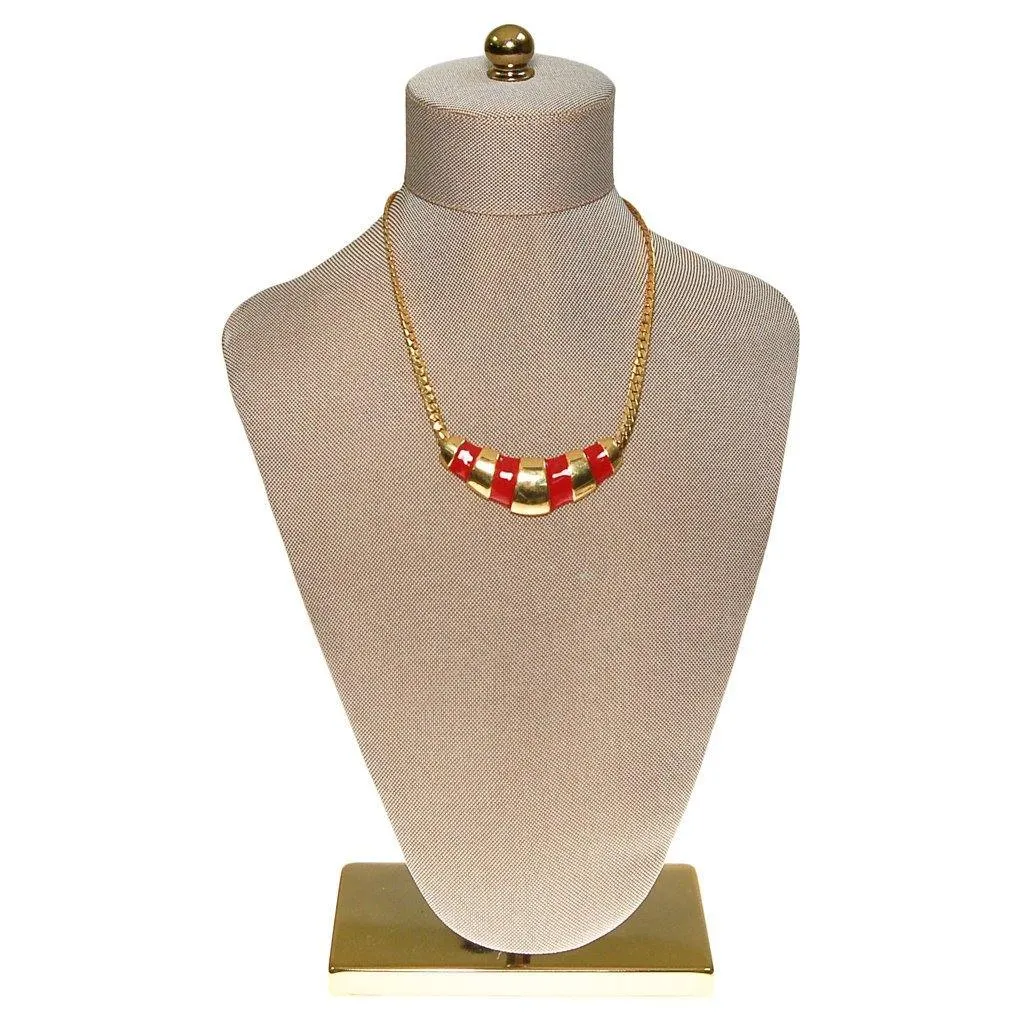 Gold and Red Napier Collar Necklace, 1970s