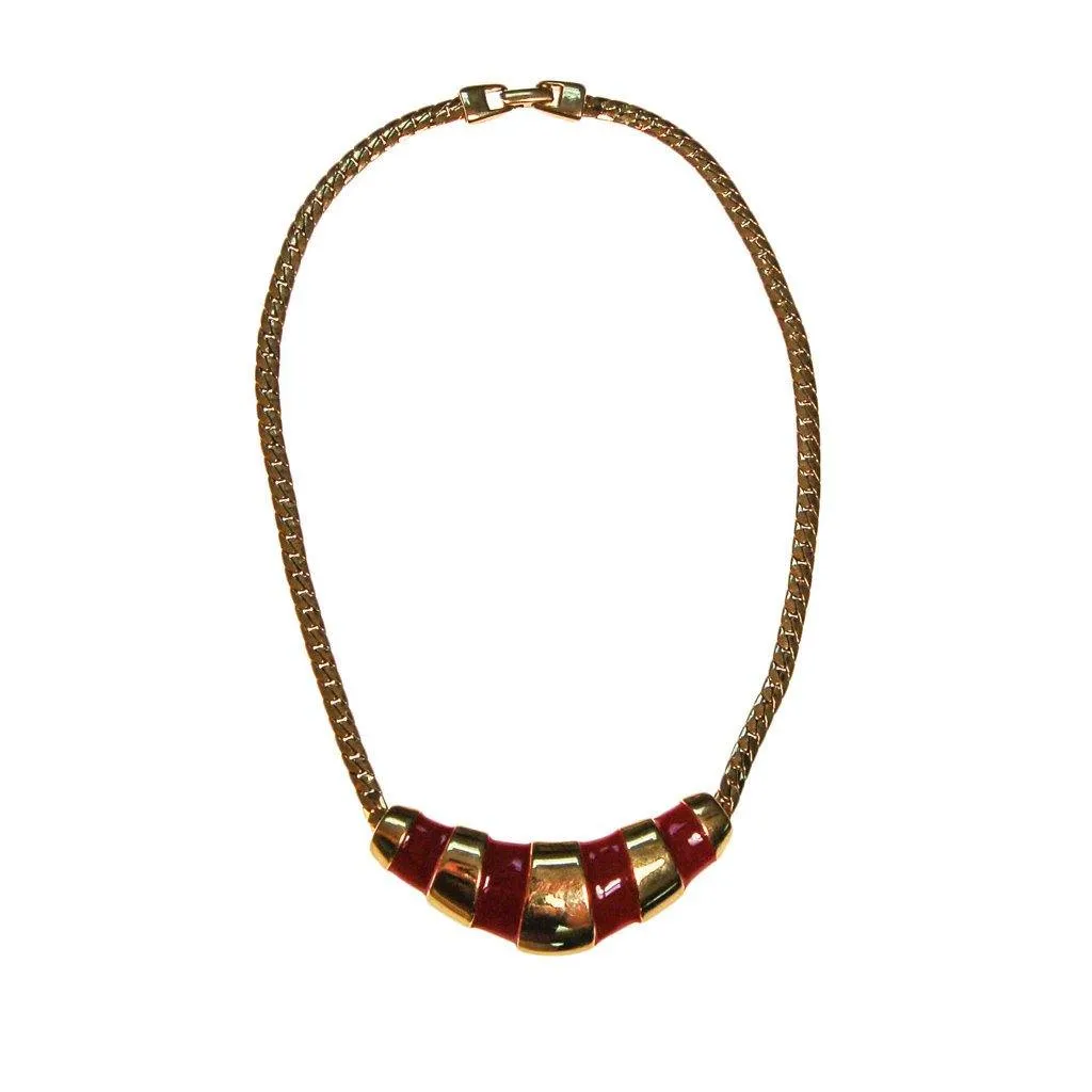 Gold and Red Napier Collar Necklace, 1970s