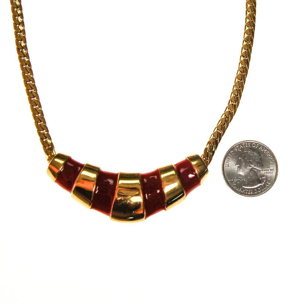 Gold and Red Napier Collar Necklace, 1970s