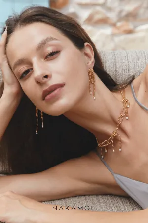 Gold Ball Chain Short Bow Necklace
