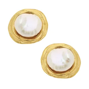 Gold Pearl Stud Earring