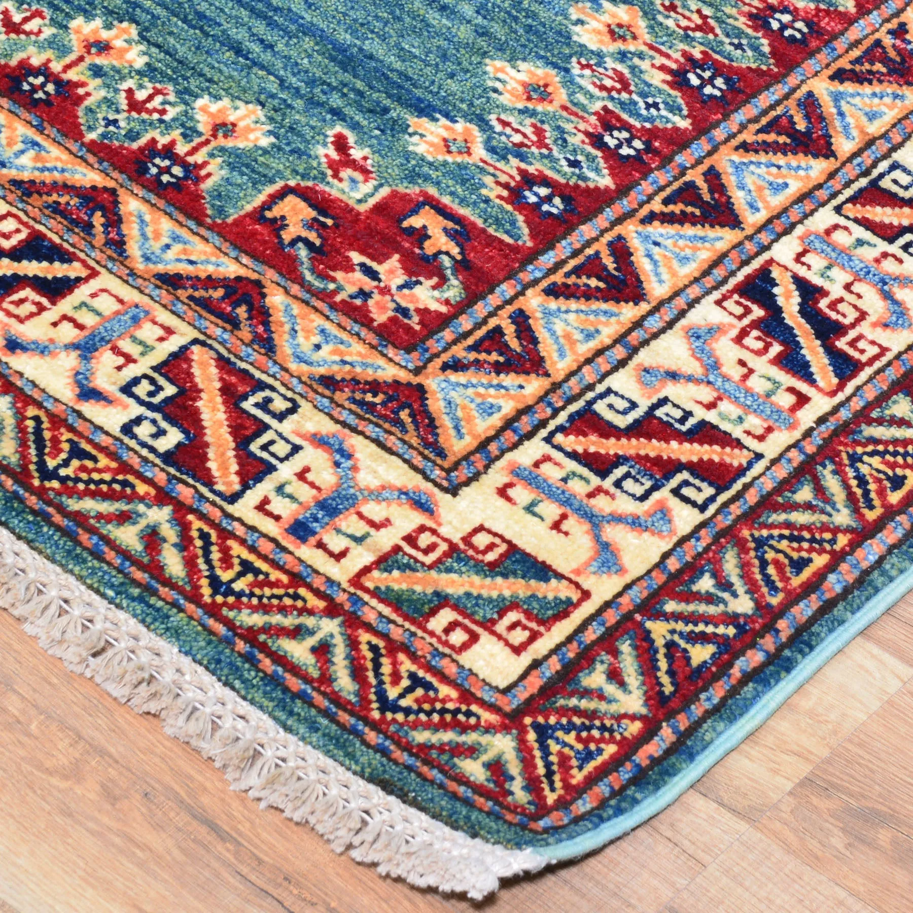 Hand-Knotted Caucasian Super Kazak Design Rug 100% Wool (Size 2.9 X 9.11) Cwrsf-1902