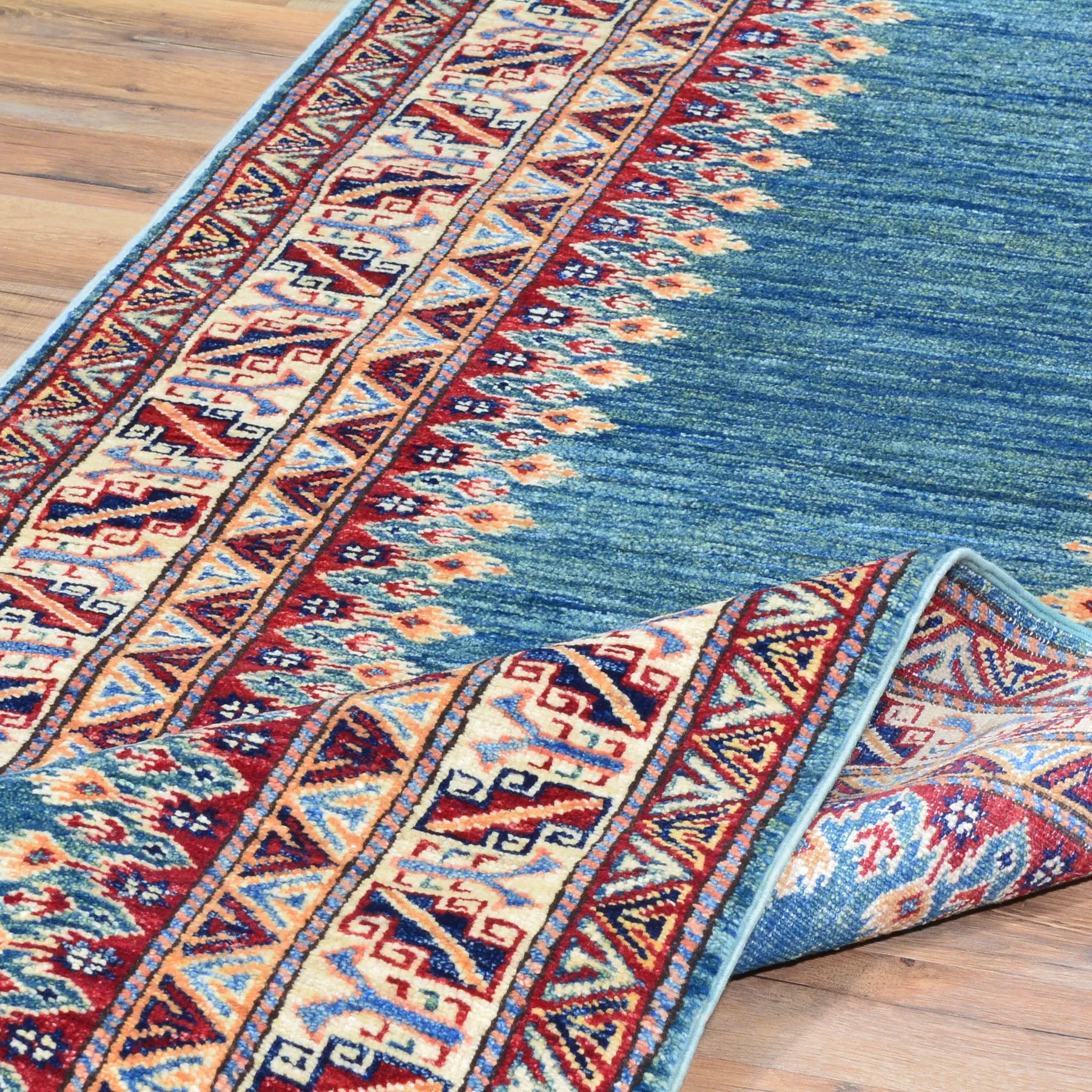 Hand-Knotted Caucasian Super Kazak Design Rug 100% Wool (Size 2.9 X 9.11) Cwrsf-1902
