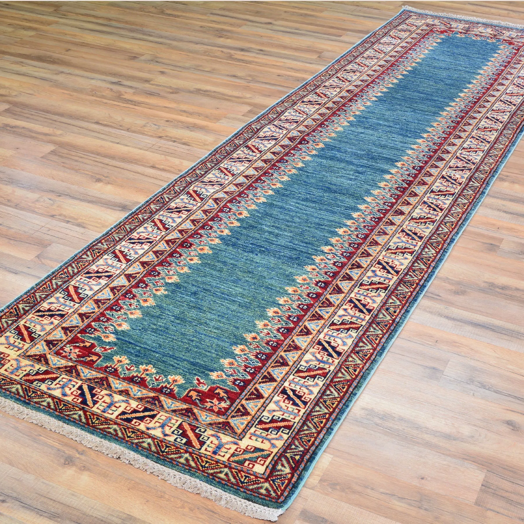 Hand-Knotted Caucasian Super Kazak Design Rug 100% Wool (Size 2.9 X 9.11) Cwrsf-1902