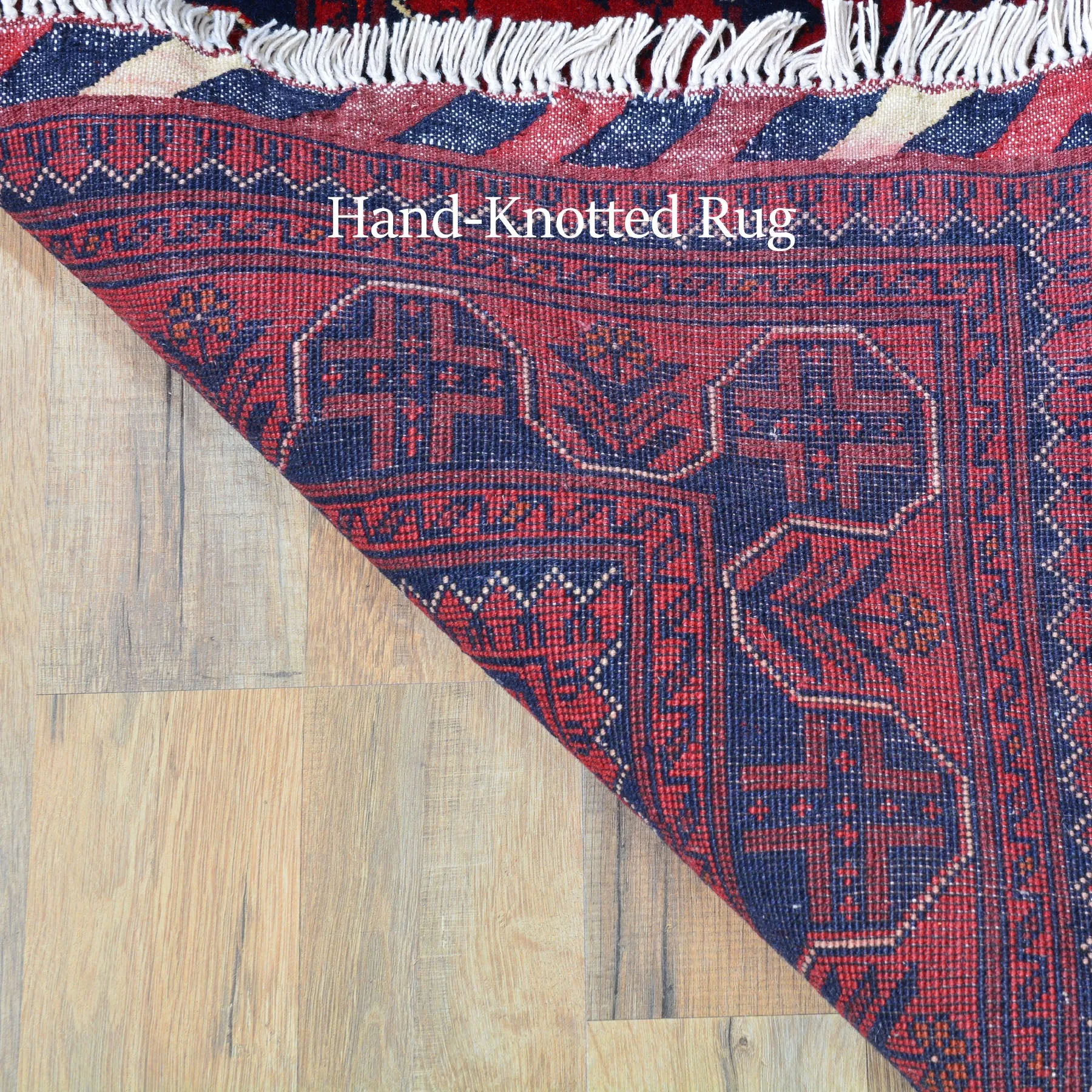 Hand-Knotted Fine Afghan Turkamon Design Handmade 100% Wool Rug (Size 4.3 X 15.10) Brral-4842