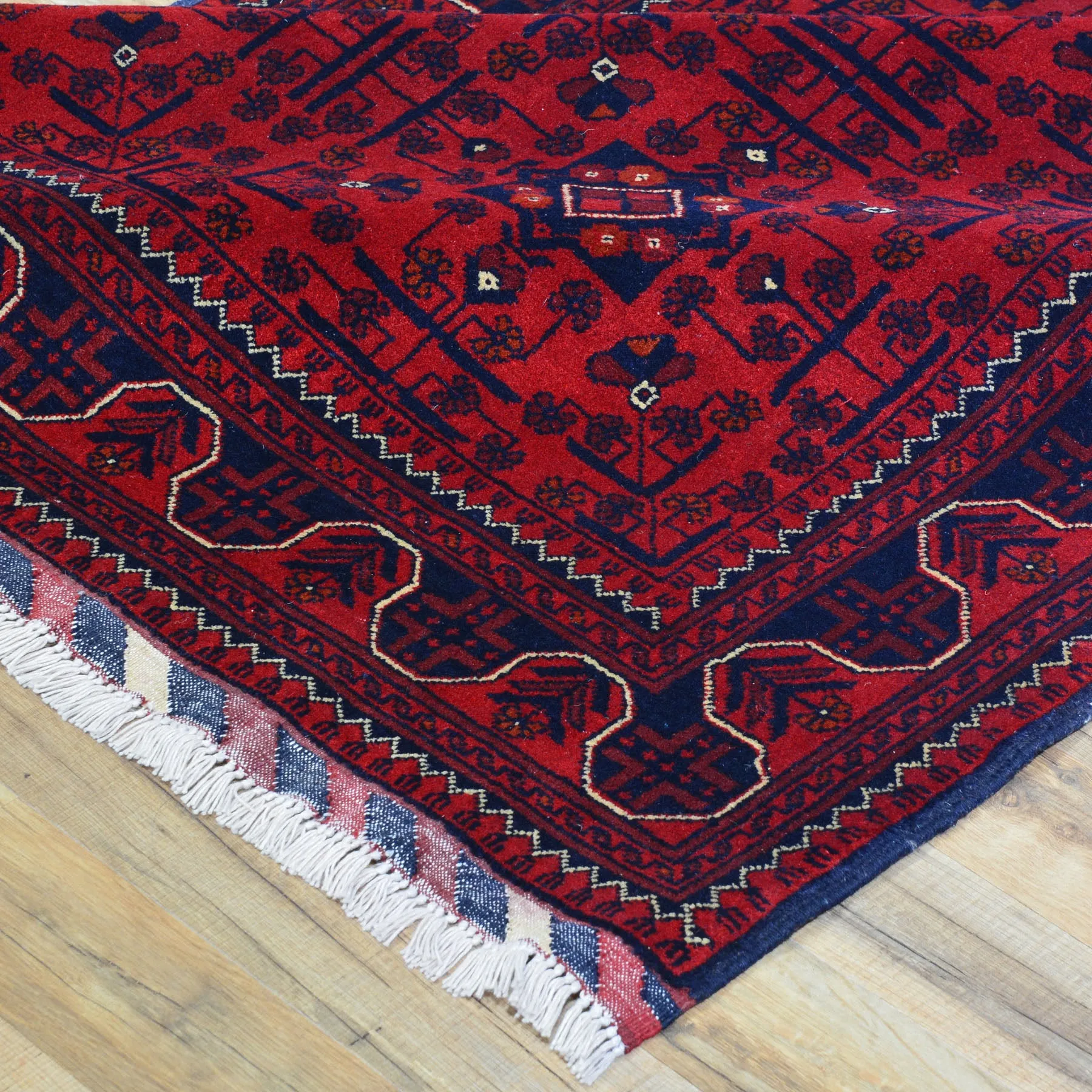 Hand-Knotted Fine Afghan Turkamon Design Handmade 100% Wool Rug (Size 4.3 X 15.10) Brral-4842
