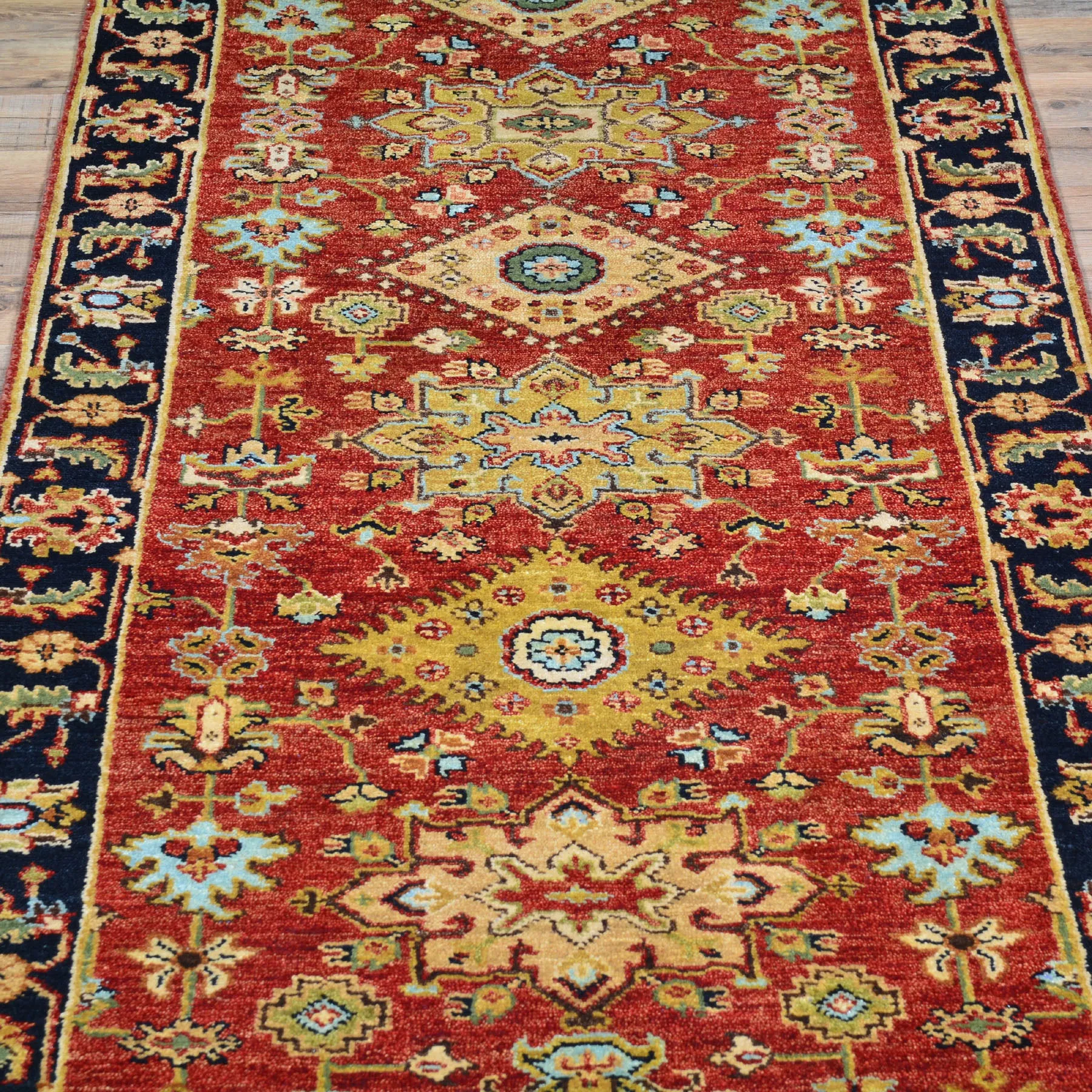 Hand-Knotted Fine Indo Khorjan Design Wool Rug (Size 2.7 X 10.0) Cwrsf-2856