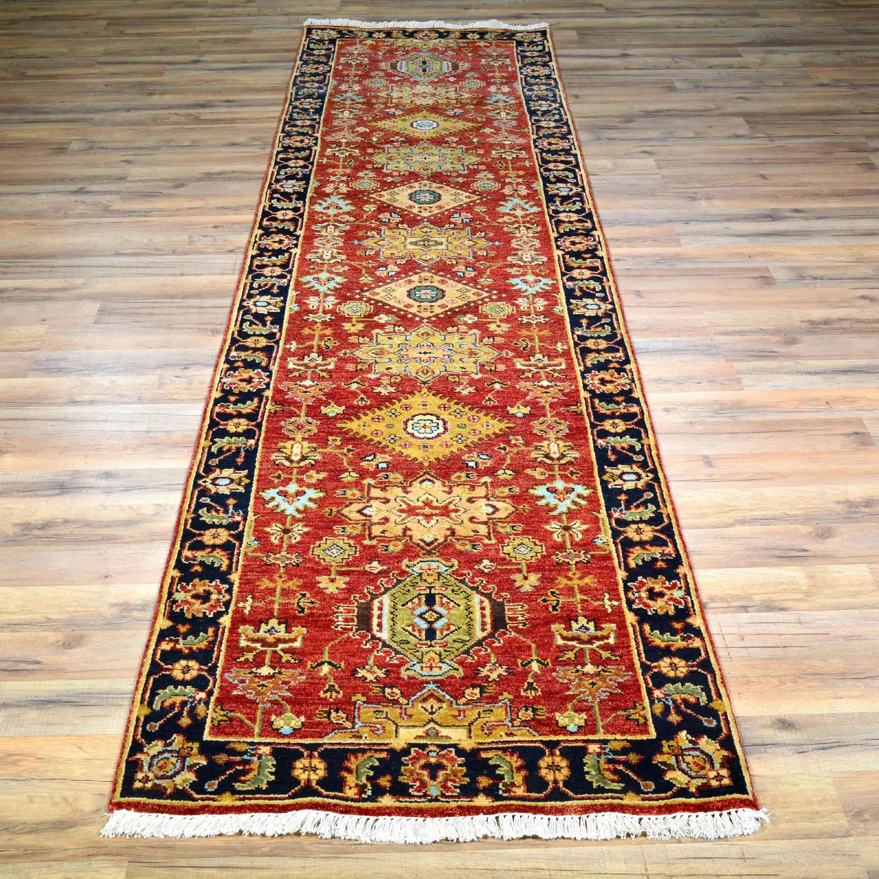 Hand-Knotted Fine Indo Khorjan Design Wool Rug (Size 2.7 X 10.0) Cwrsf-2856