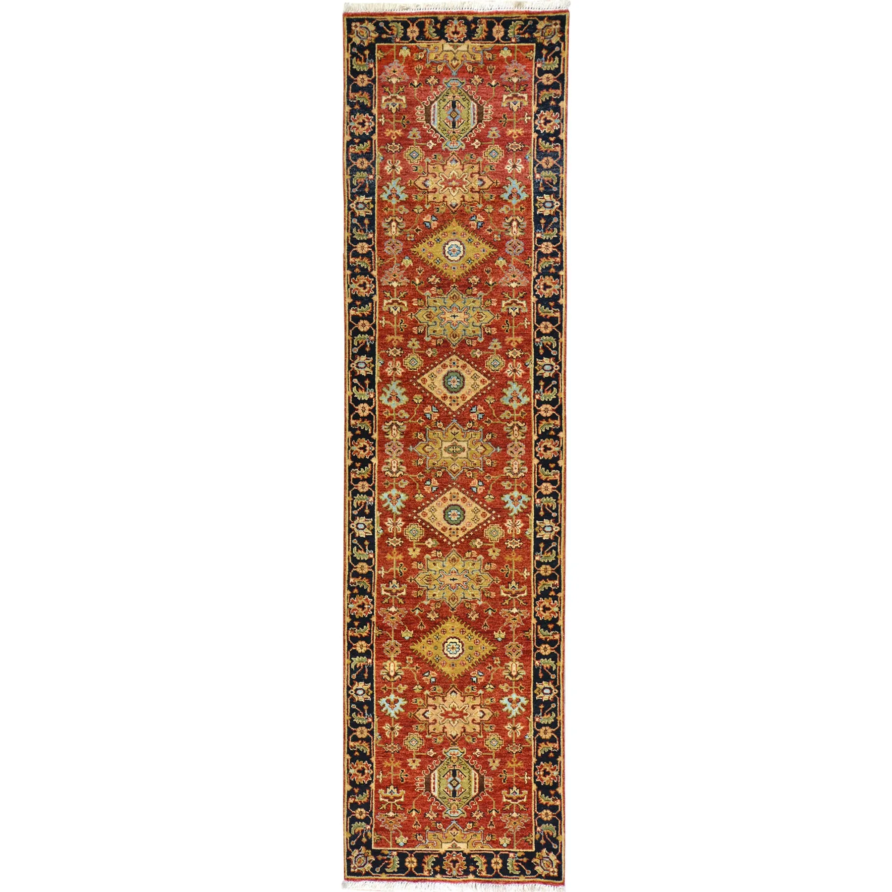 Hand-Knotted Fine Indo Khorjan Design Wool Rug (Size 2.7 X 10.0) Cwrsf-2856