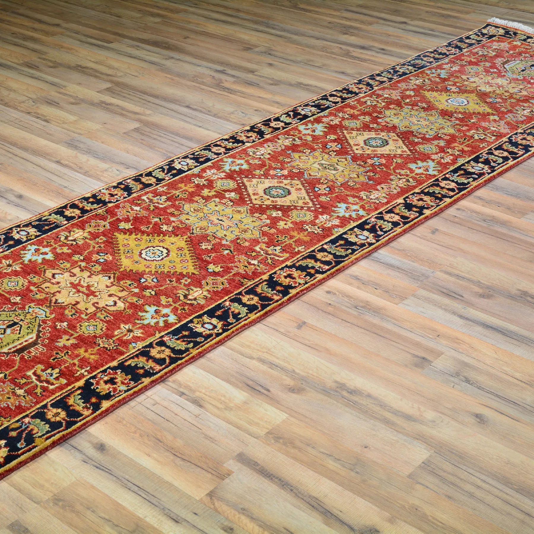 Hand-Knotted Fine Indo Khorjan Design Wool Rug (Size 2.7 X 10.0) Cwrsf-2856
