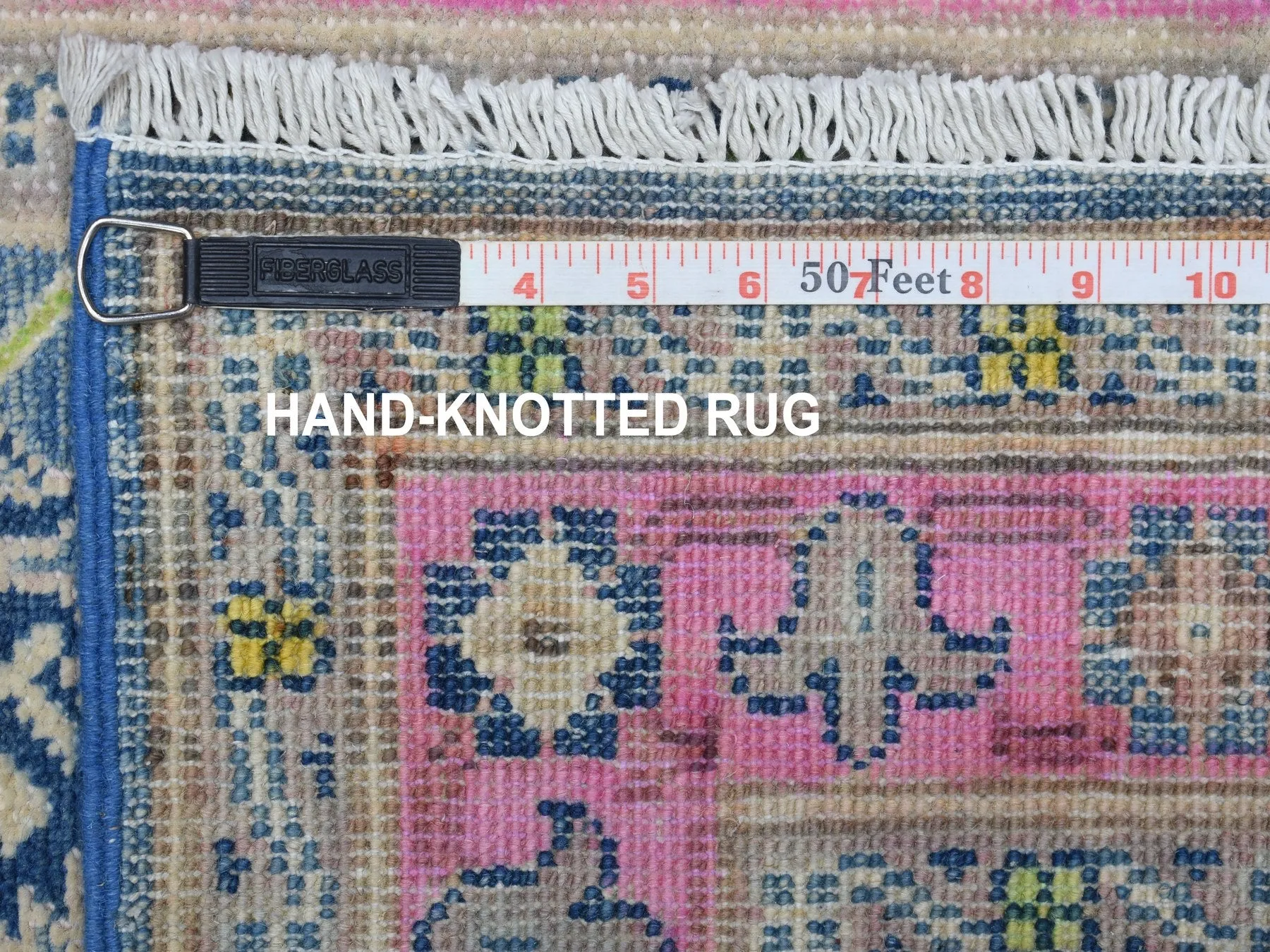 Hand-Knotted Handmade Colorful Geometric Design Wool Rug (Size 2.7 X 9.5) Cwral-7401