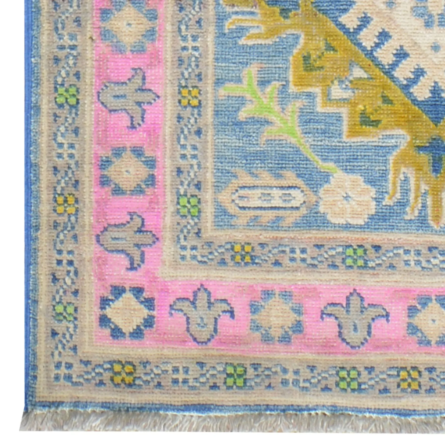 Hand-Knotted Handmade Colorful Geometric Design Wool Rug (Size 2.7 X 9.5) Cwral-7401