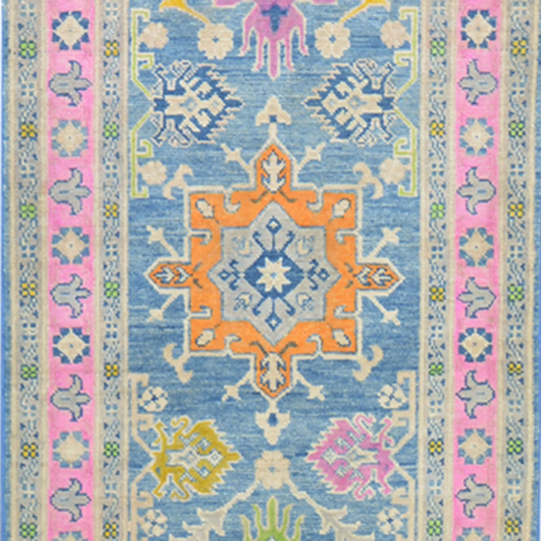 Hand-Knotted Handmade Colorful Geometric Design Wool Rug (Size 2.7 X 9.5) Cwral-7401