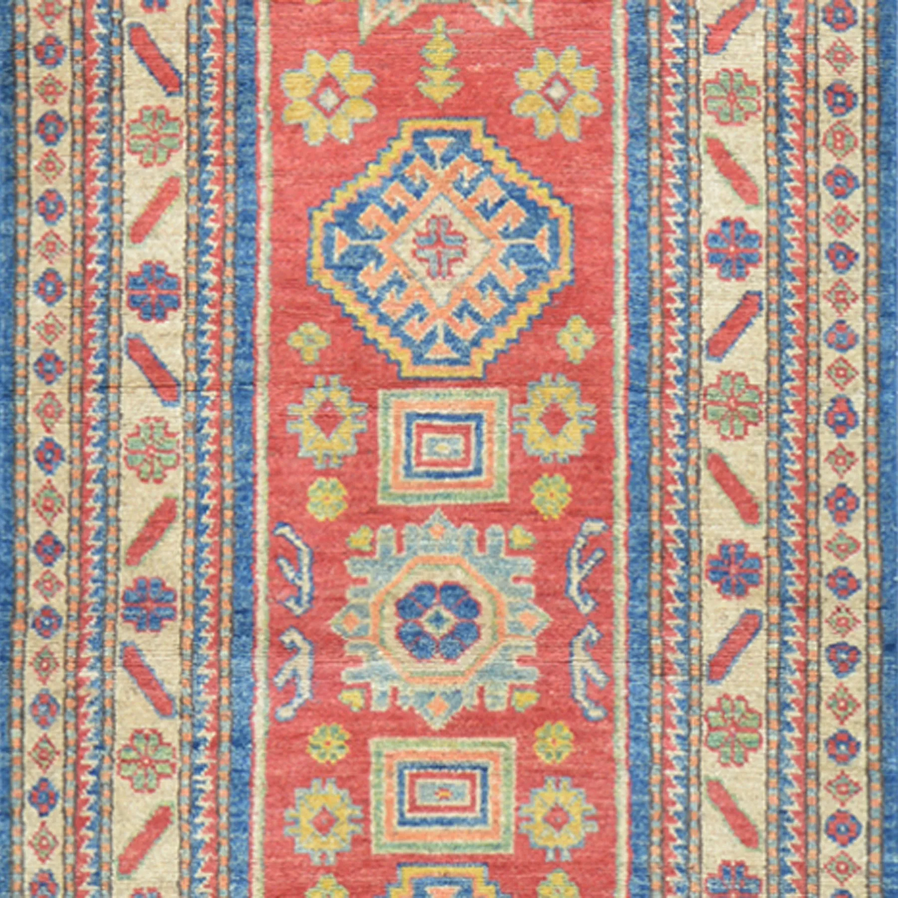 Hand-Knotted Tribal Kazak Caucasian Design 100% Wool Rug (Size 2.8 X 9.9) Brral-1551