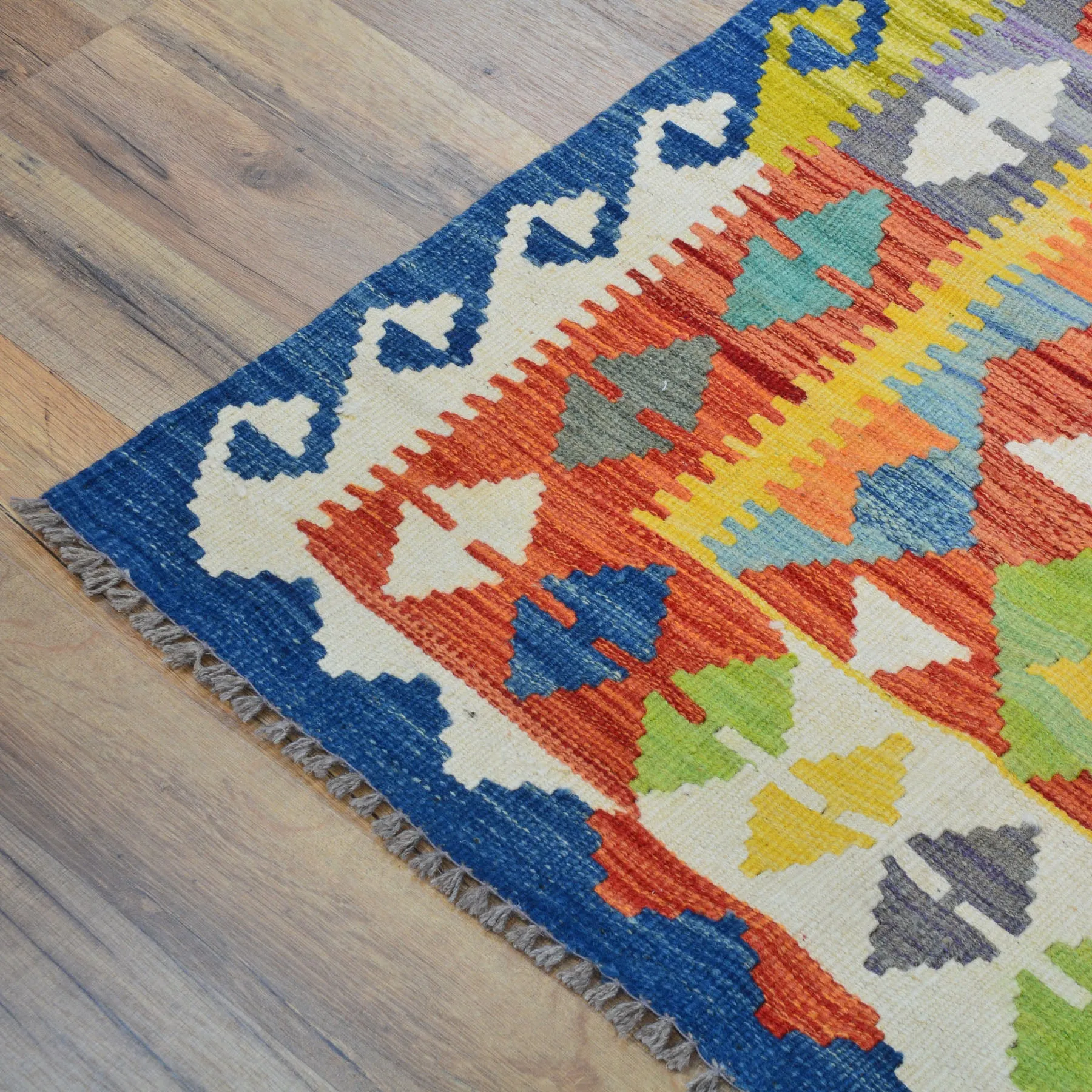 Hand-Woven Reversible Momana Kilim Handmade Wool Rug (Size 2.10 X 13.1) Cwral-10656