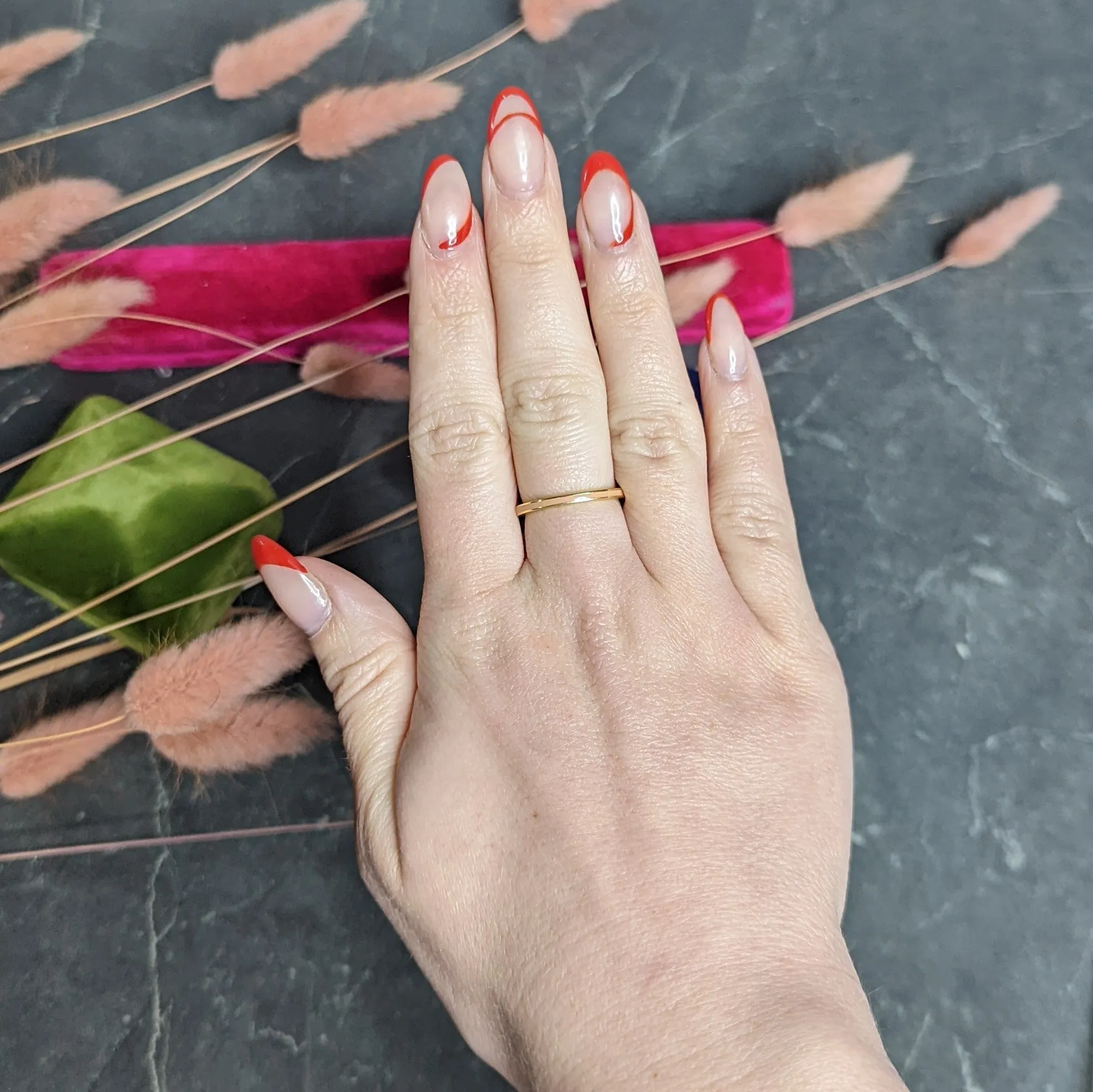 Hidalgo Vintage Peach Enamel 18 Karat Yellow Gold Eternity Band Stack Ring