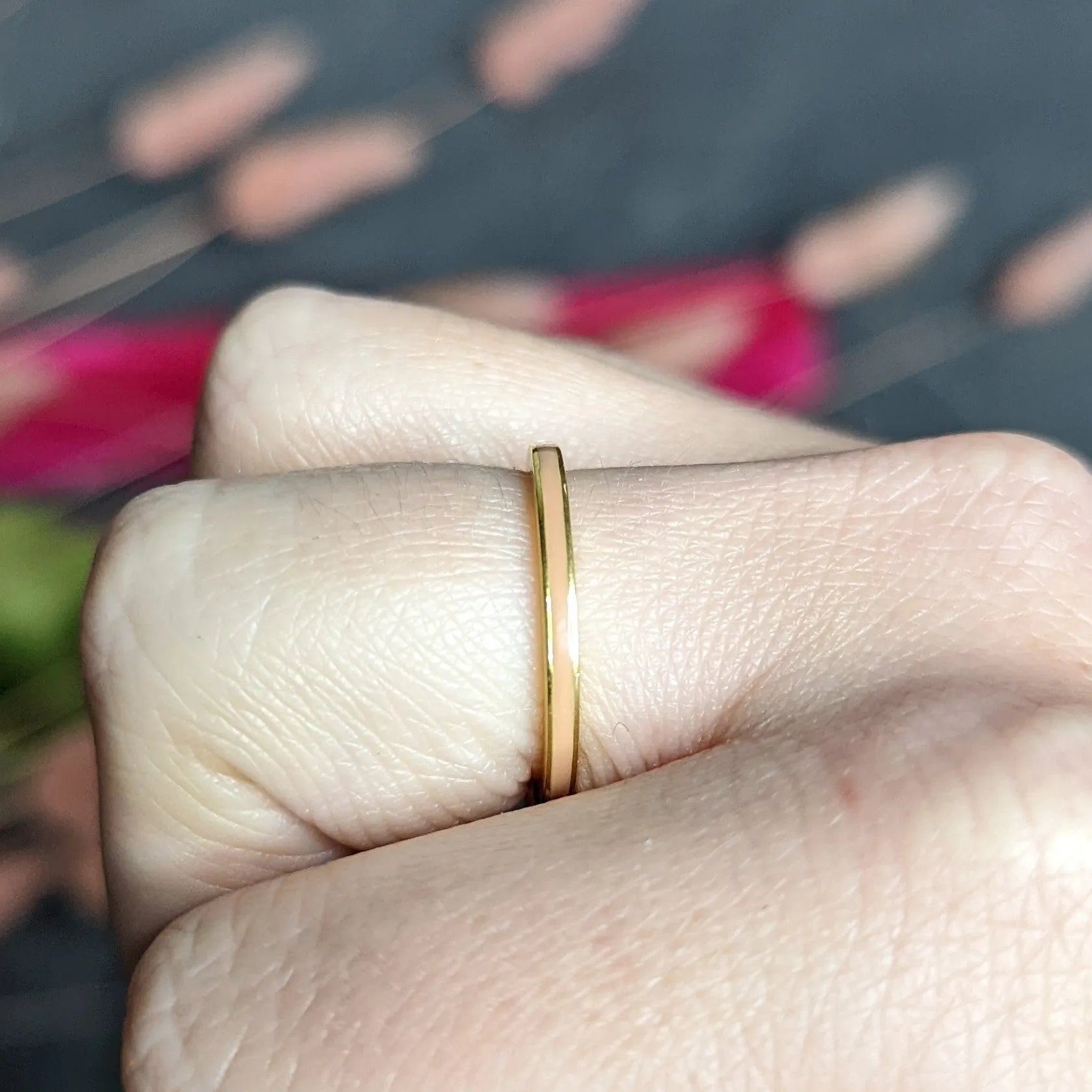 Hidalgo Vintage Peach Enamel 18 Karat Yellow Gold Eternity Band Stack Ring
