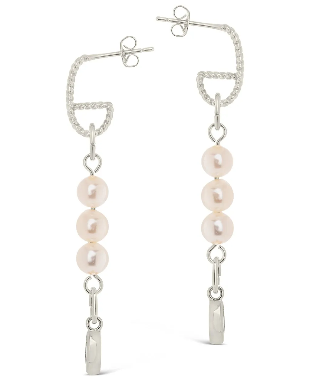 Ivanna CZ Charm Pearl Dangle Earrings