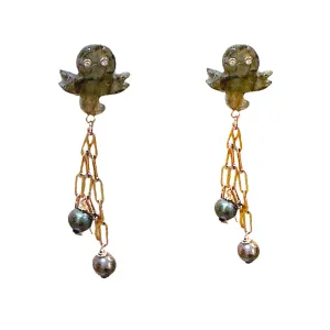 LABRADORITE OCTOPUS CHAIN STUDS