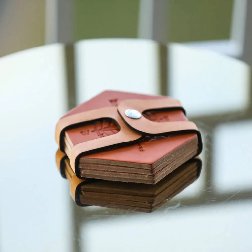 Leather Hexagon Coaster Set