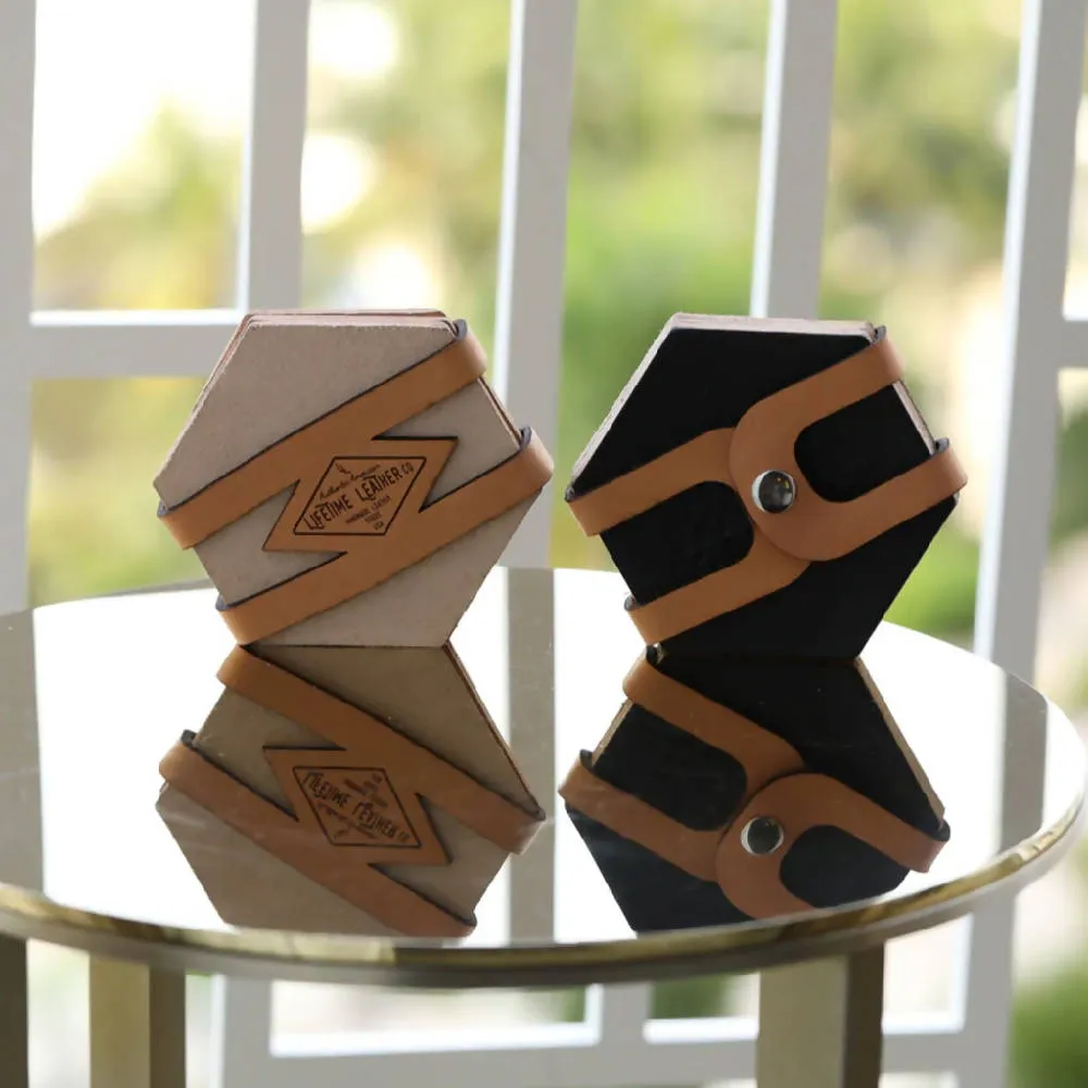 Leather Hexagon Coaster Set